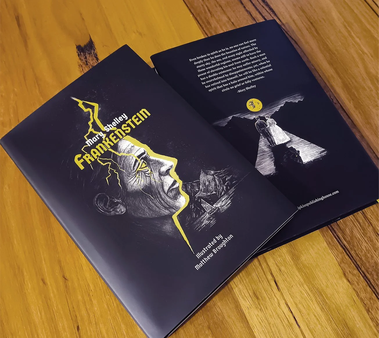 Book cover illustration and design for Frankenstein