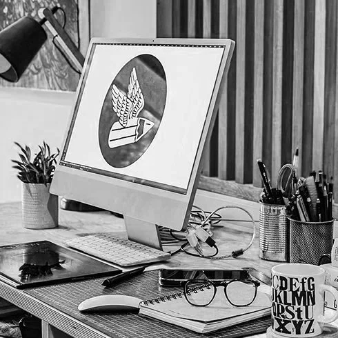 The studio and work desk of Matt Broughton, Illustrator and Graphic Designer in Melbourne, Australia