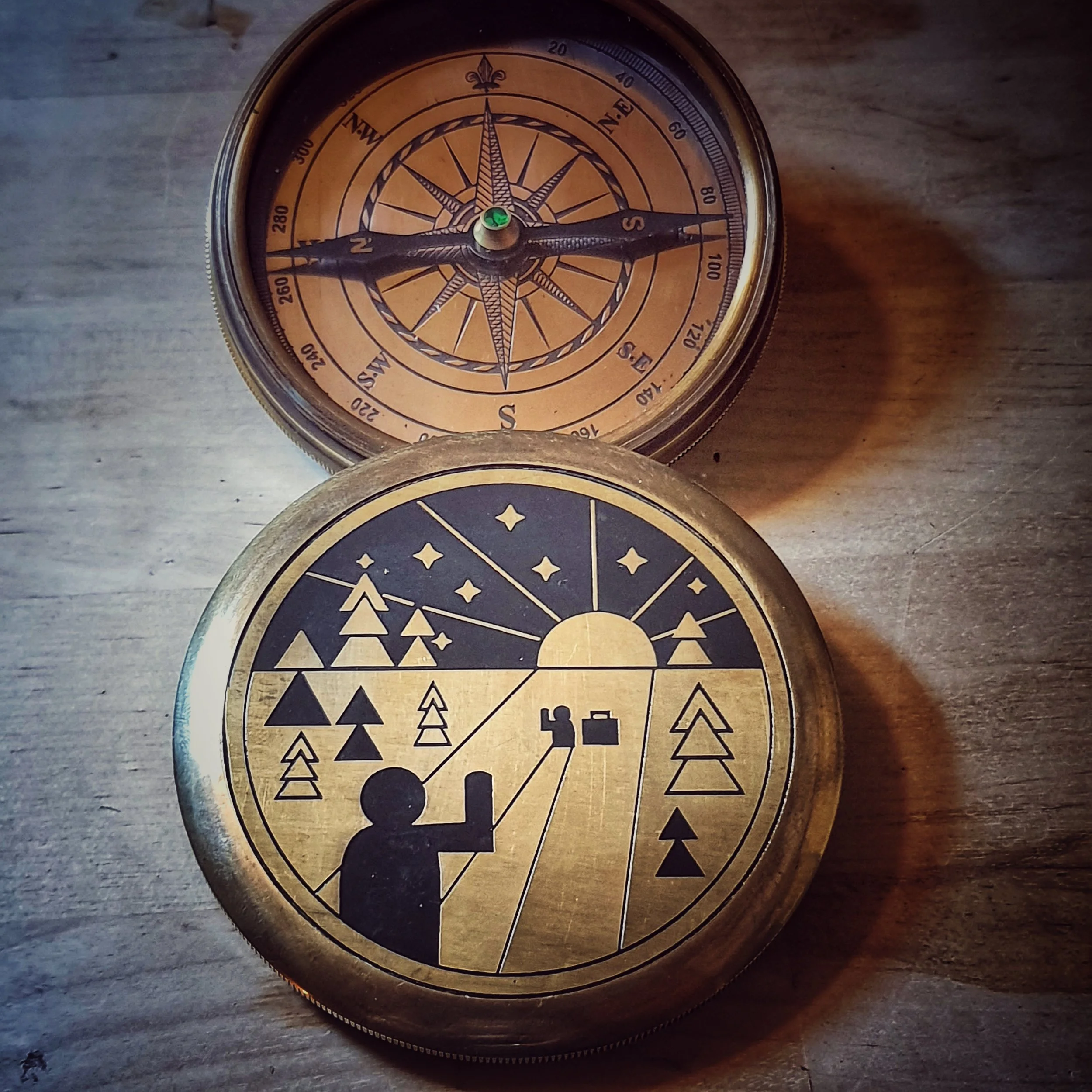 Personalized Travel Compass with Wooden Box/Leather Case Walt Whitman quote- Safe Journey, Goodbye, Adventure Calling :-)
