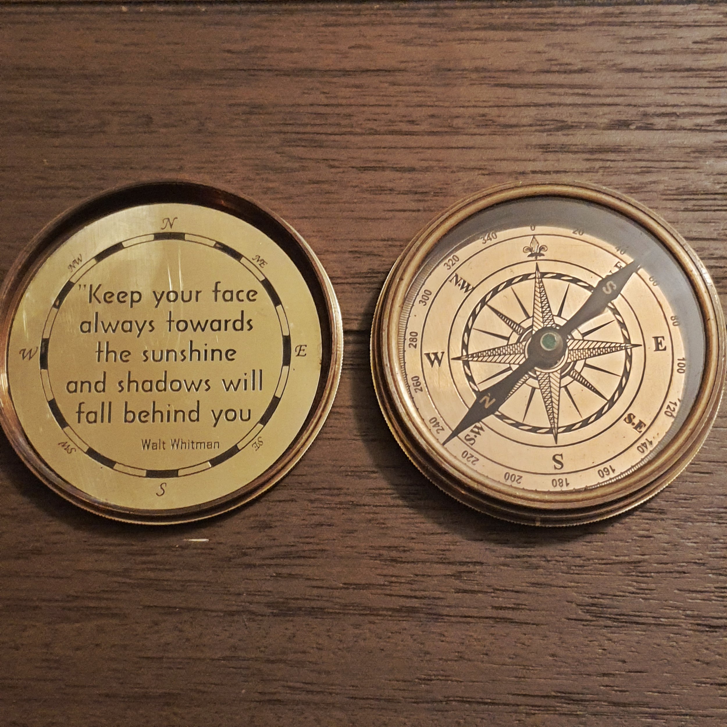 Vintage brass Maritime compass 2" with wooden box christmas gift item To My Son