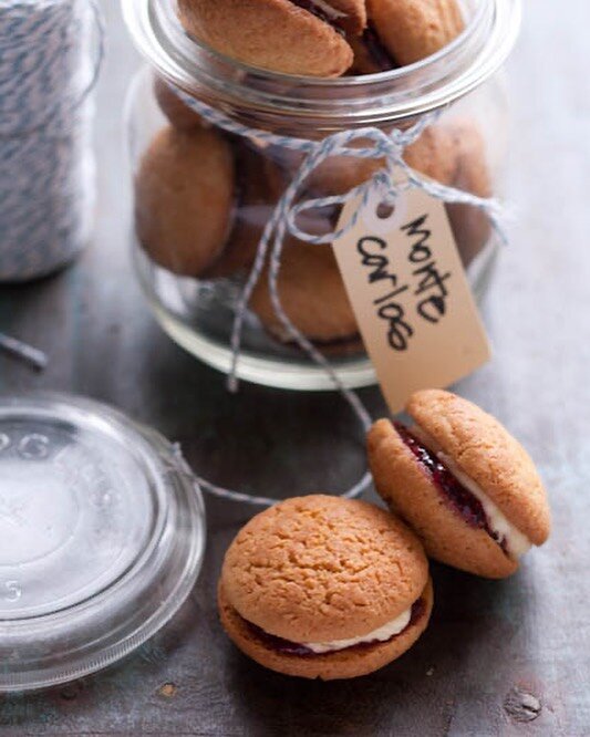 Monte Carlos are the perfect filled biscuit. Firstly, there&rsquo;s the soft chewy texture, then there&rsquo;s the tart raspberry jam offset by the creamy vanilla icing. Simple enough for everyday, in a fancy sort of way. Recipe and styling @caroline