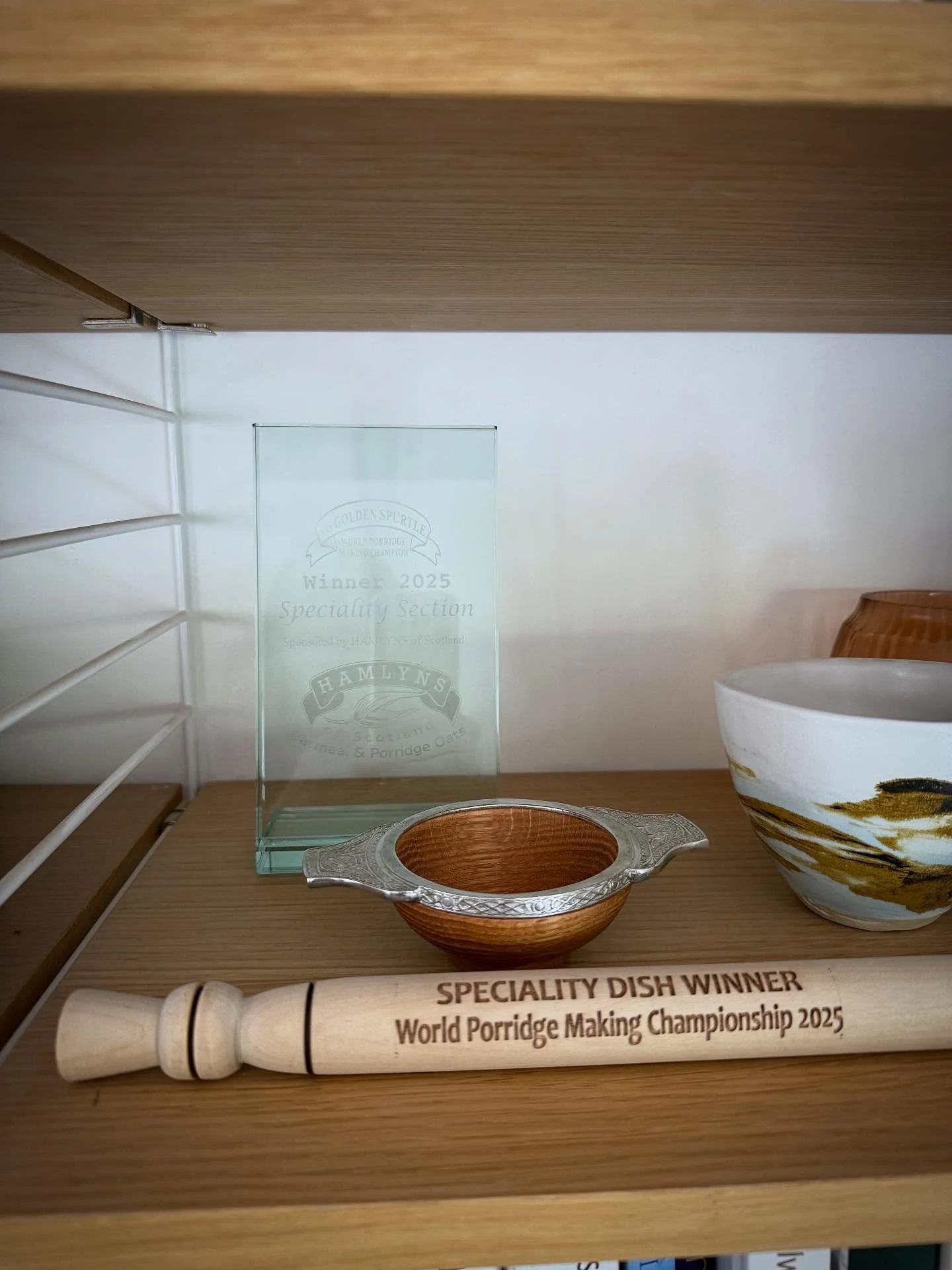 Taking pride of place on the shelf #goldenspurtle #worldporridgemakingchampion2025