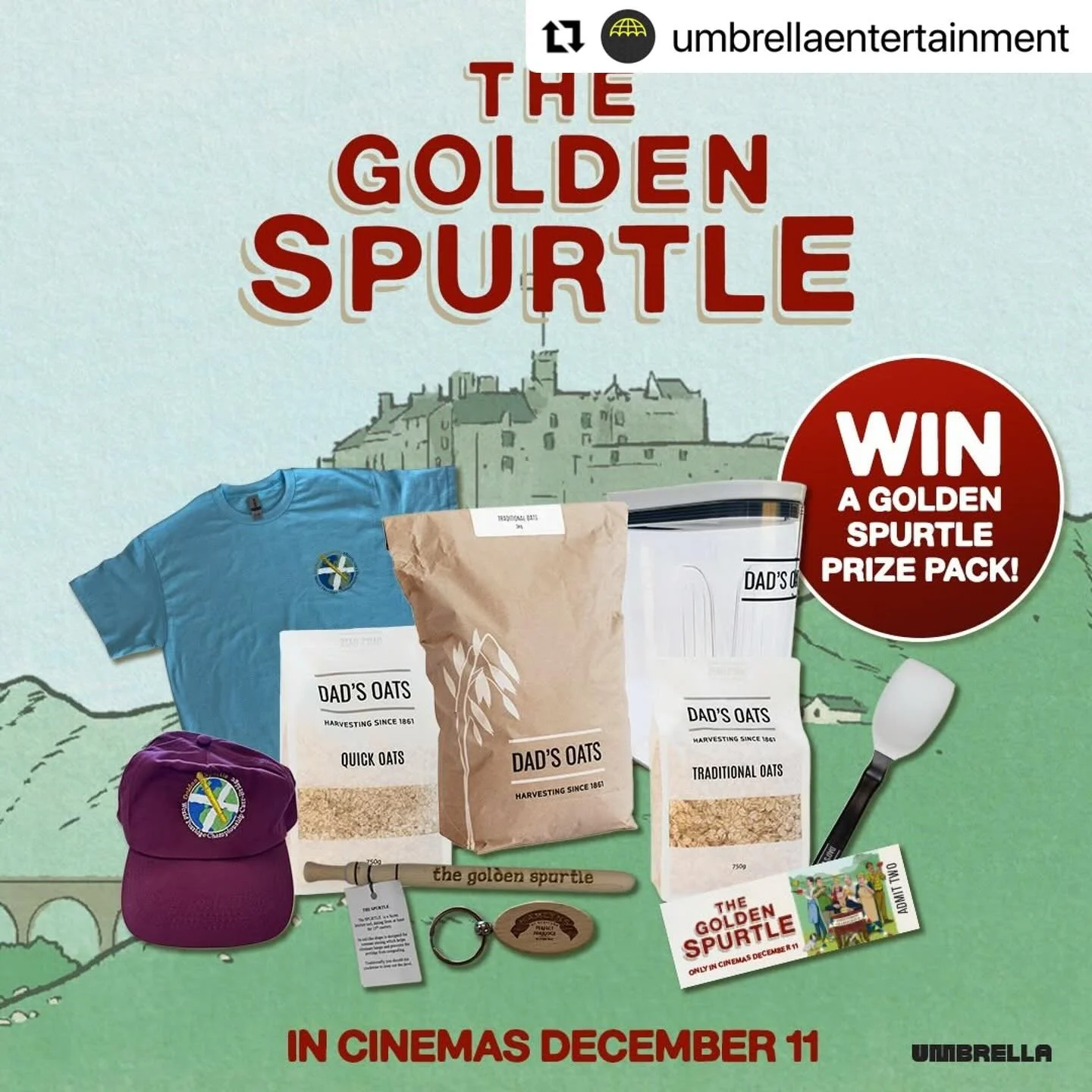 More porridge love ( and some of my favourite oats!)

To celebrate the release of THE GOLDEN SPURTLE Umbrella and Dad&rsquo;s Oats have 2 heart-warming prize packs to giveaway for the perfect bowl of porridge! 🥣
 
To enter:
	1. Follow @umbrellaenter