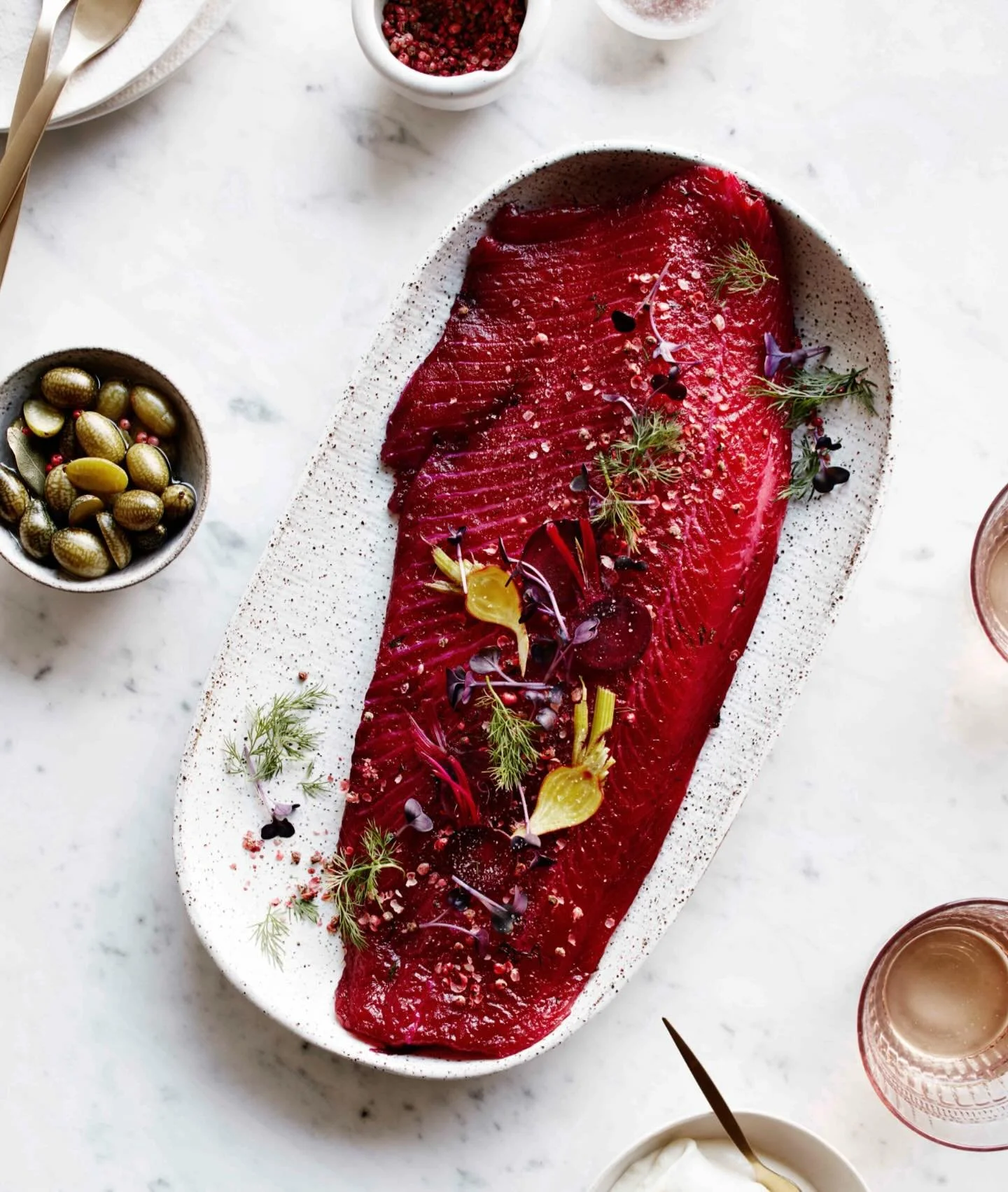 Beetroot cured ocean trout. 📷 @bechudsonphotography styling and recipe @carolinevelik #foodstylist #gravlax #oceantroutgravlax #healthyfoodchoices