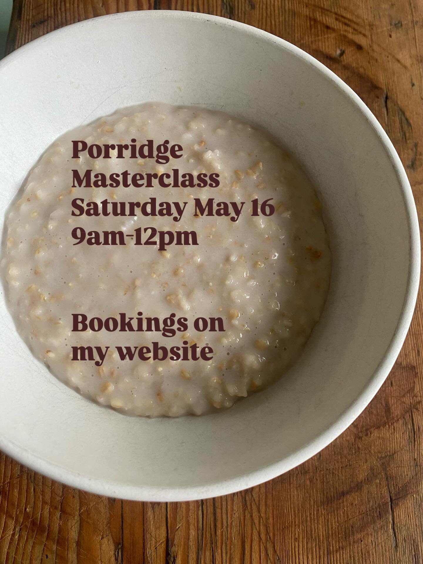 Here it is!
Join me for a porridge masterclass.
Learn my techniques, tips and tricks to master traditional porridge to a championship standard.
Perfect for aspiring Golden Spurtle  contestants and avid home cooks alike.
I&rsquo;ll be demonstrating di