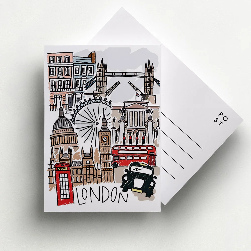 Illustrated London Postcard Annie Montgomery Design Illustrated London Postcard Annie Montgomery Design