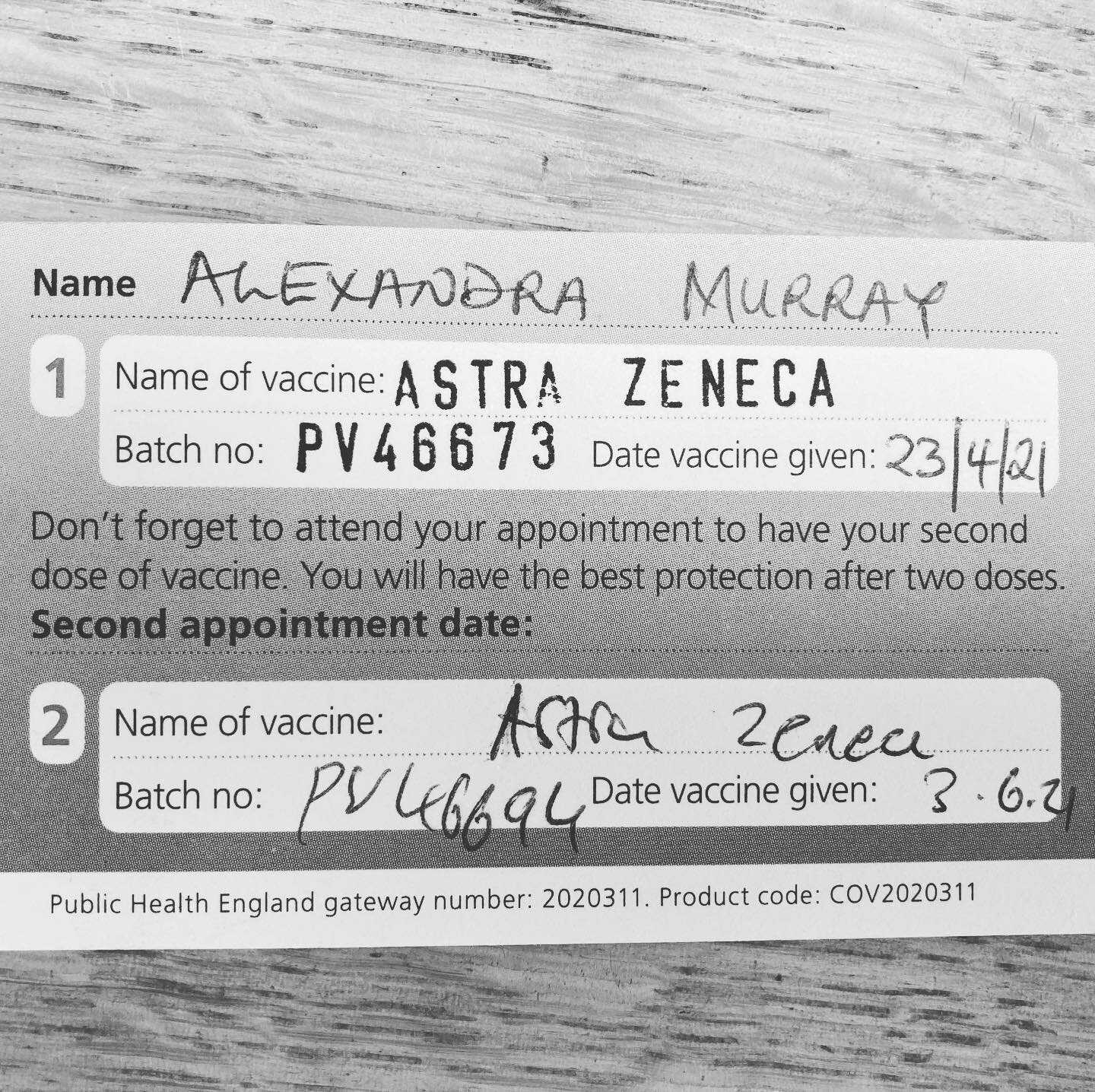 I got my second jab today.  I&rsquo;m so so grateful to the scientists, the NHS and everyone involved in delivering this amazing vaccination programme. Little known fact.... I applied to be a vaccinator at the beginning of the year, did all the onlin