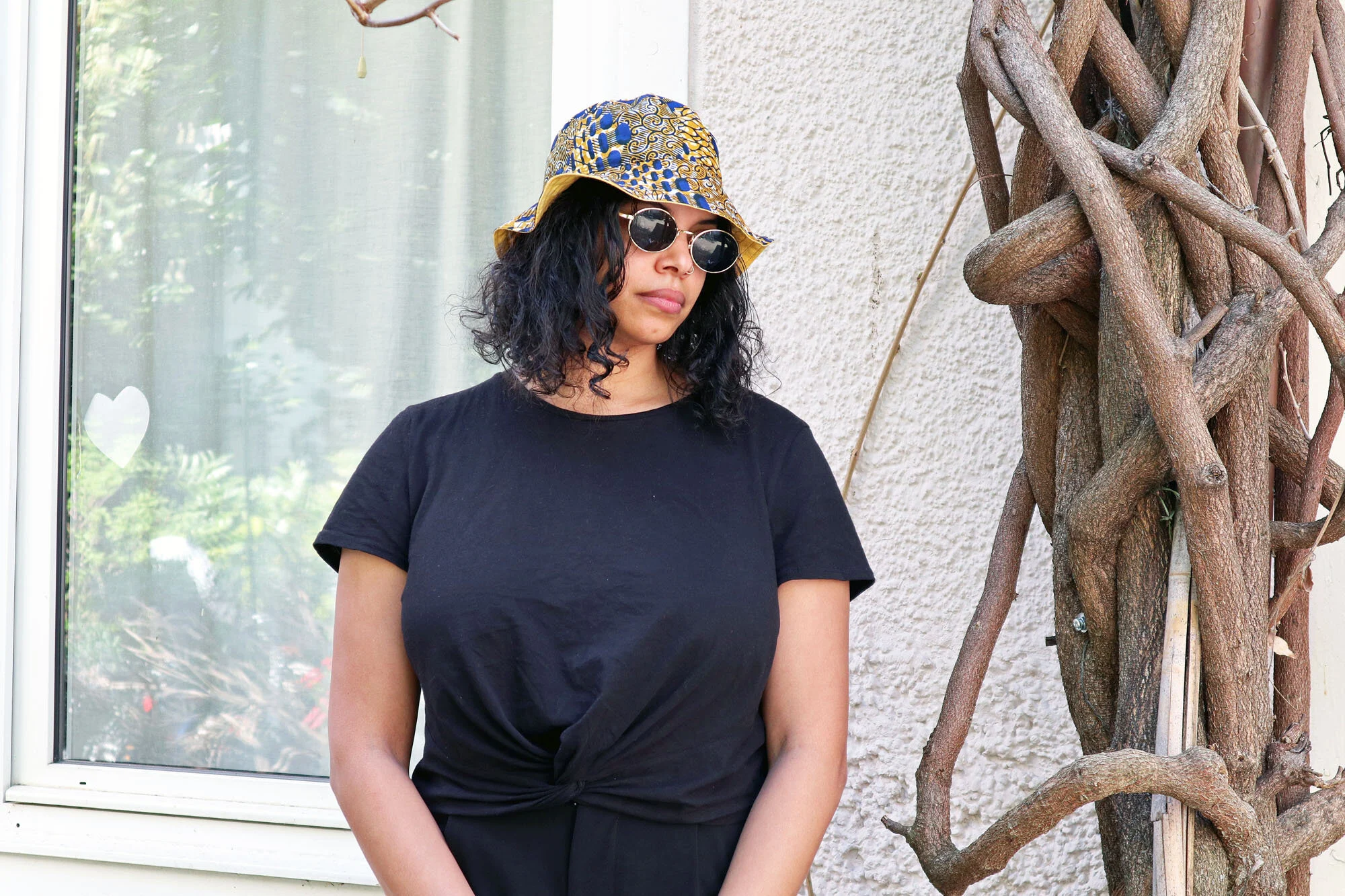 Yellow Canvas &amp; Ankara Bucket Hat -  Kandi