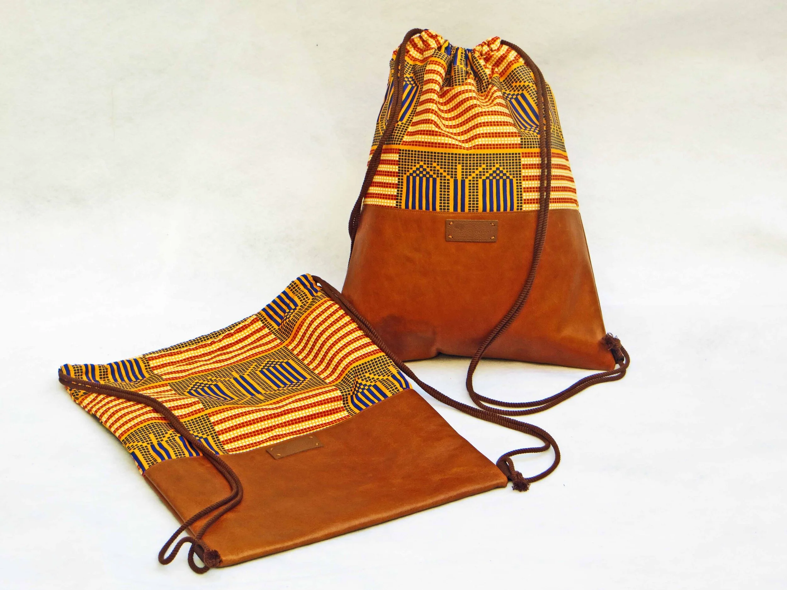 Drawstring Backpack - Ankara Leather