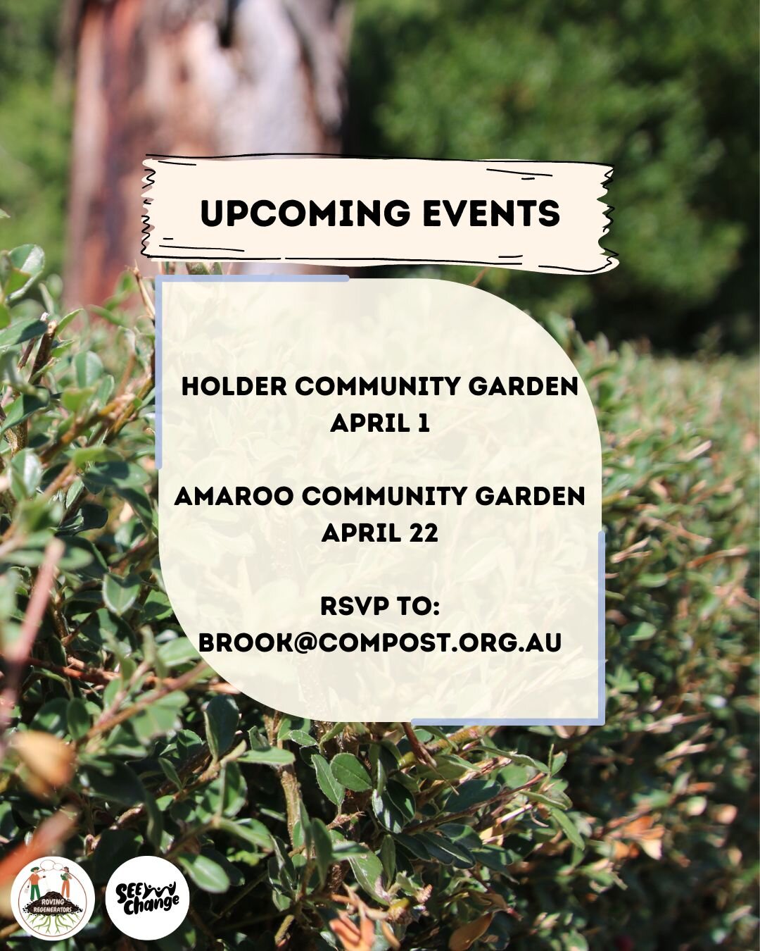 🪴Composting Workshops🪴 
The rolling around of autumn means that composters rejoice! 
Our upcoming events for April are on the 1st at the Holder Community Gardens, and on the 22nd at the Amaroo Community Gardens. We really hope to see you there!
You