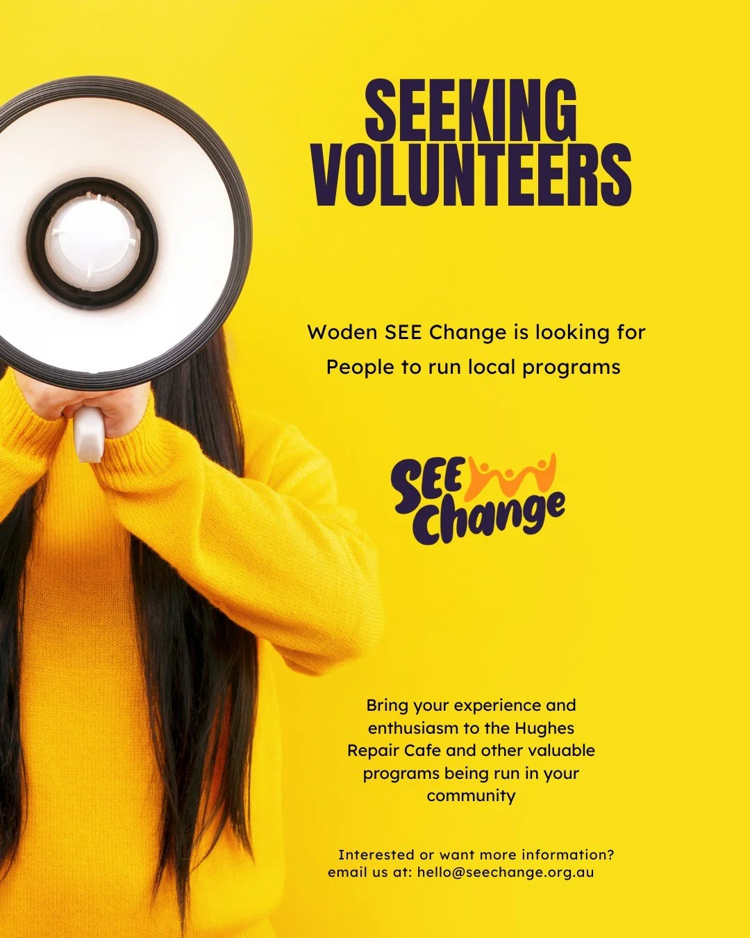 Come and join our wonderful team of volunteers at SEE Change Woden
Together we fix, mend and teach each other skills to keep stuff out of landfill.
