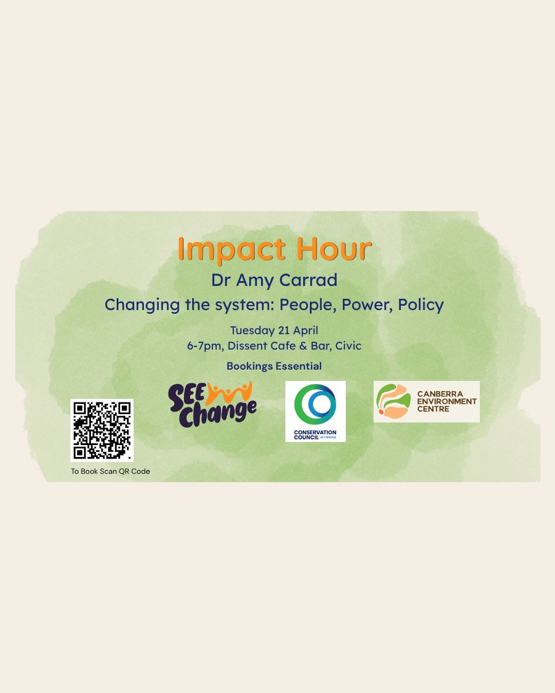 Come along to Impact Hour on the 21st of April at Dissent Cafe &amp; Bar