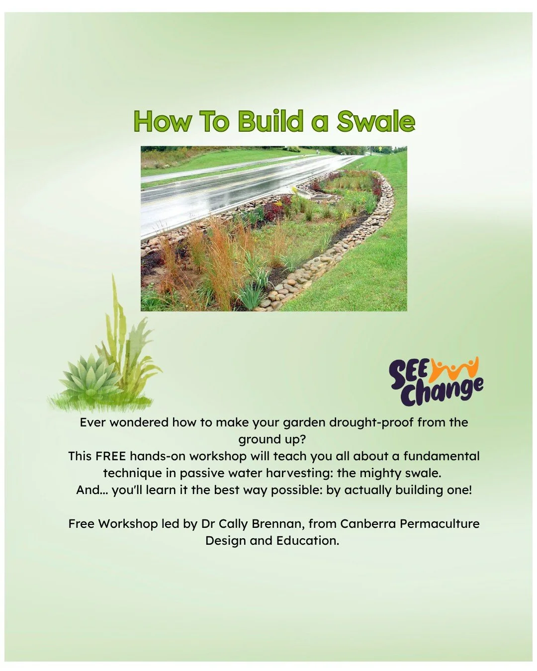 How to Build a Swale

This workshop will cover:
*The basics of passive water harvesting for drought and climate resilience
*The contexts where it makes sense to create a swale
*Learning to use simple tools to measure out a contour line
*Practical exp