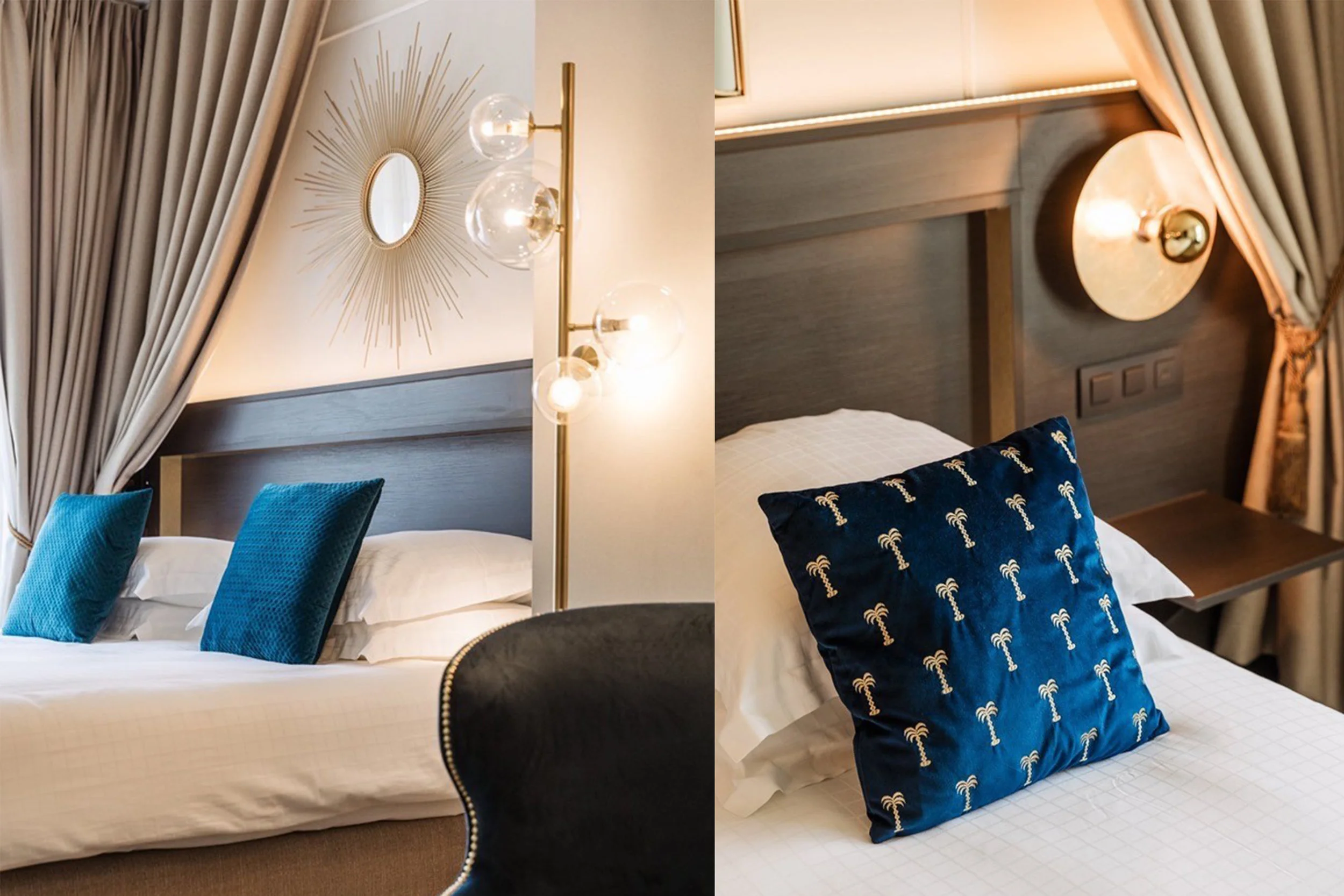  Rooms with blue accents. 