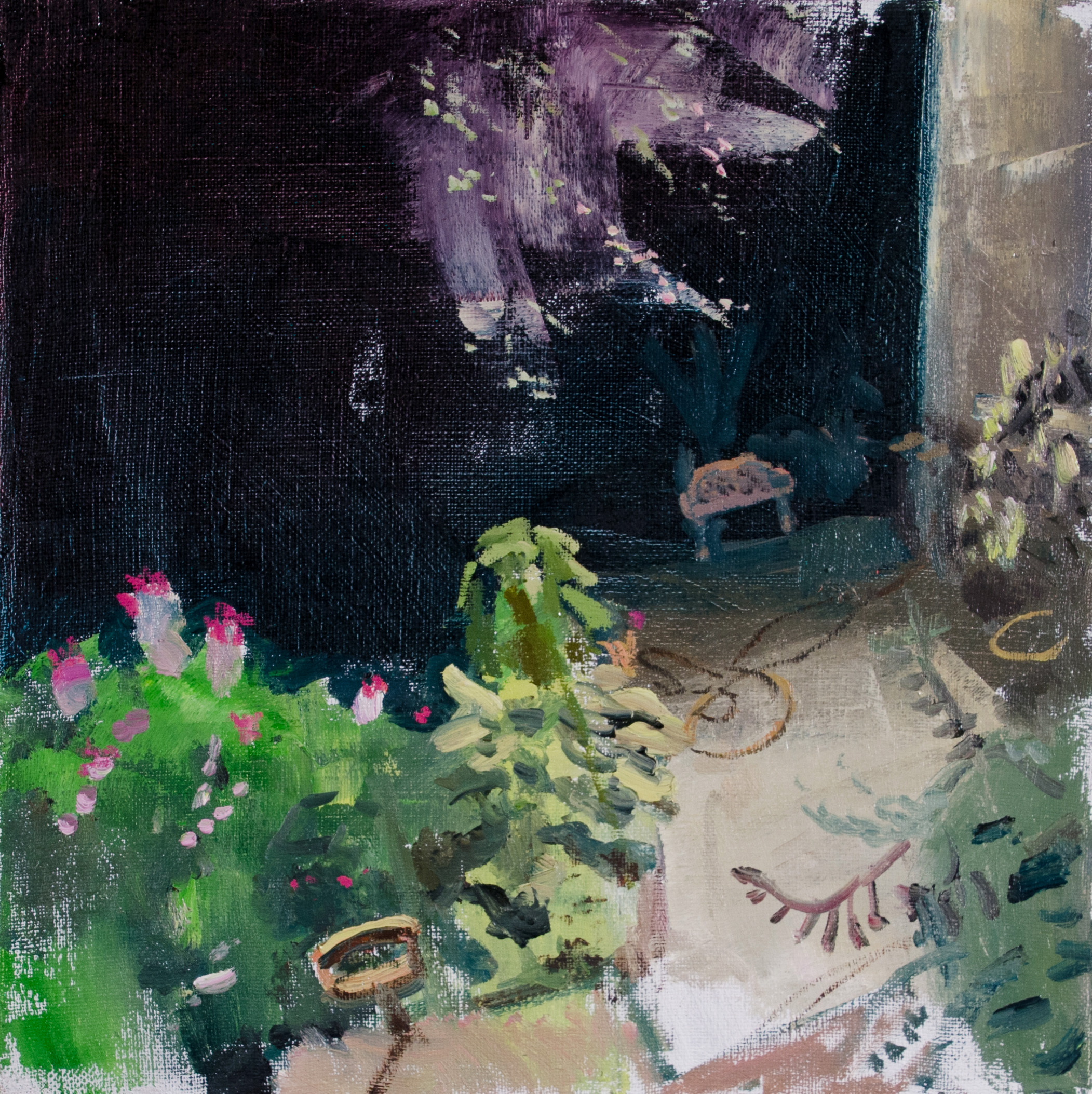 Crabapple, Night, 14 x 14", Oil on linen, 2015