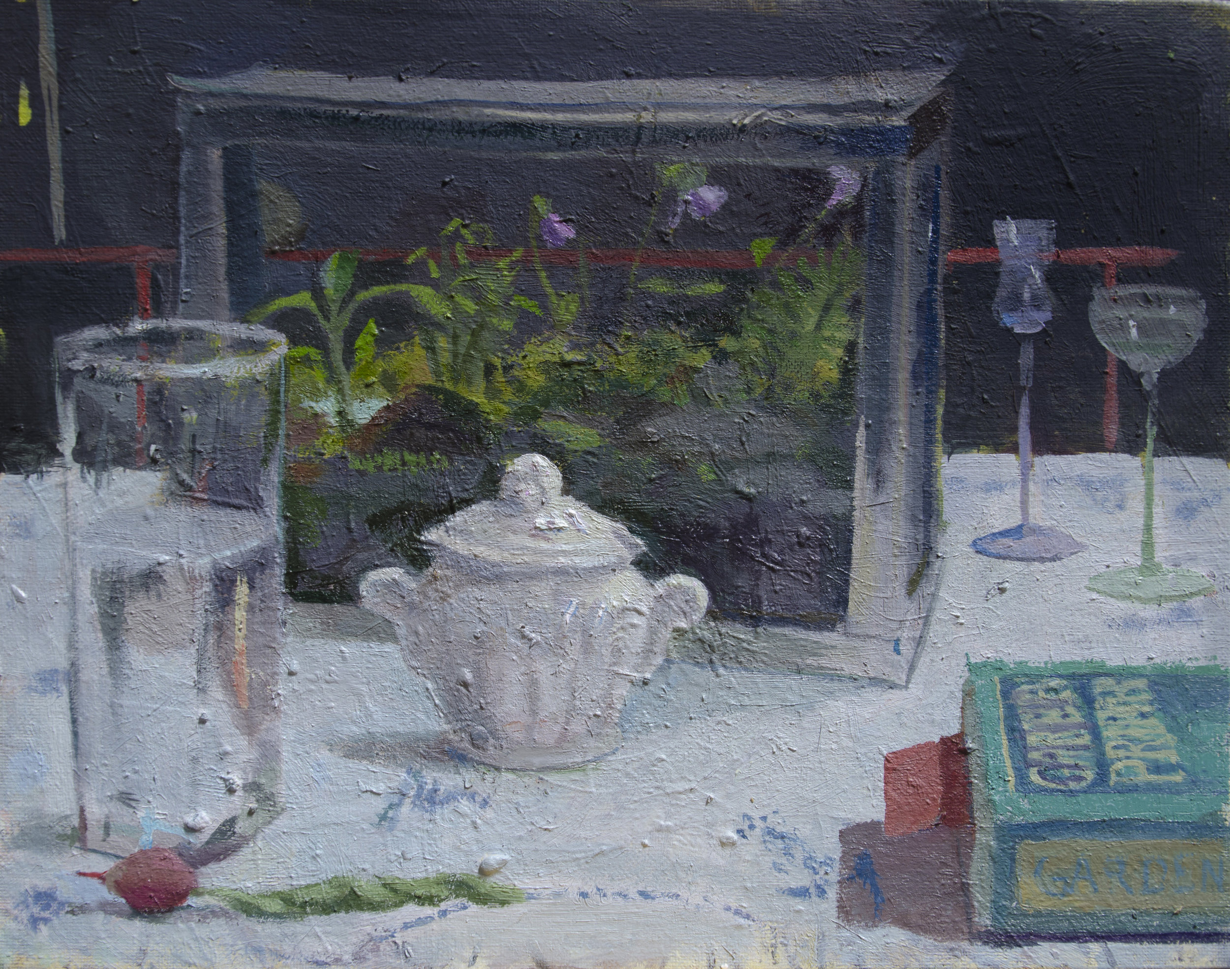 Still Life with Terrarium, 8" x 10", Oil on museum board, 2018 (SOLD)
