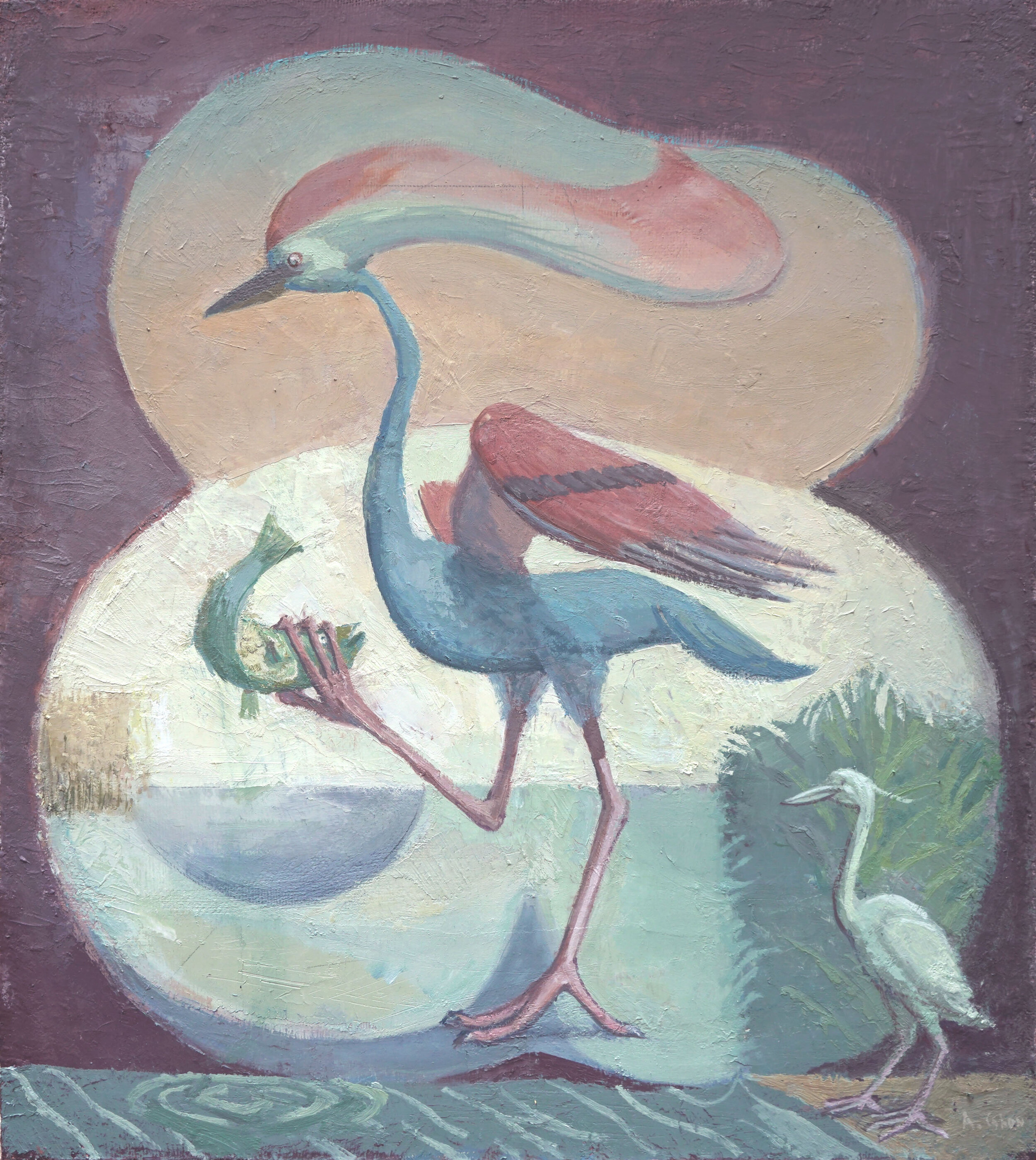 Heron, 18x16, oil on linen, 2020 (SOLD)