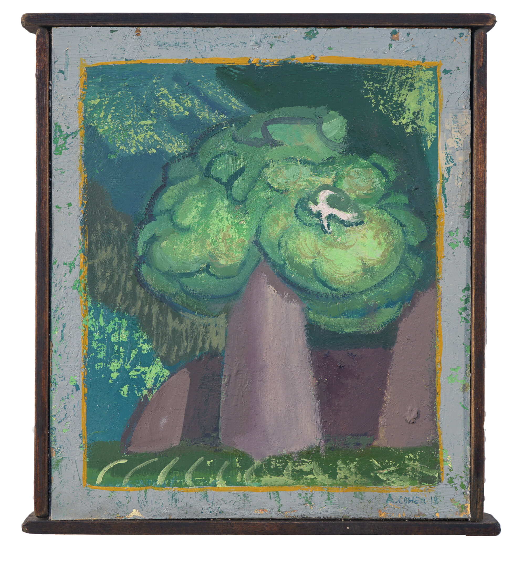 Bird Tree, 8.5" x 7.25", Oil on Board, 2019