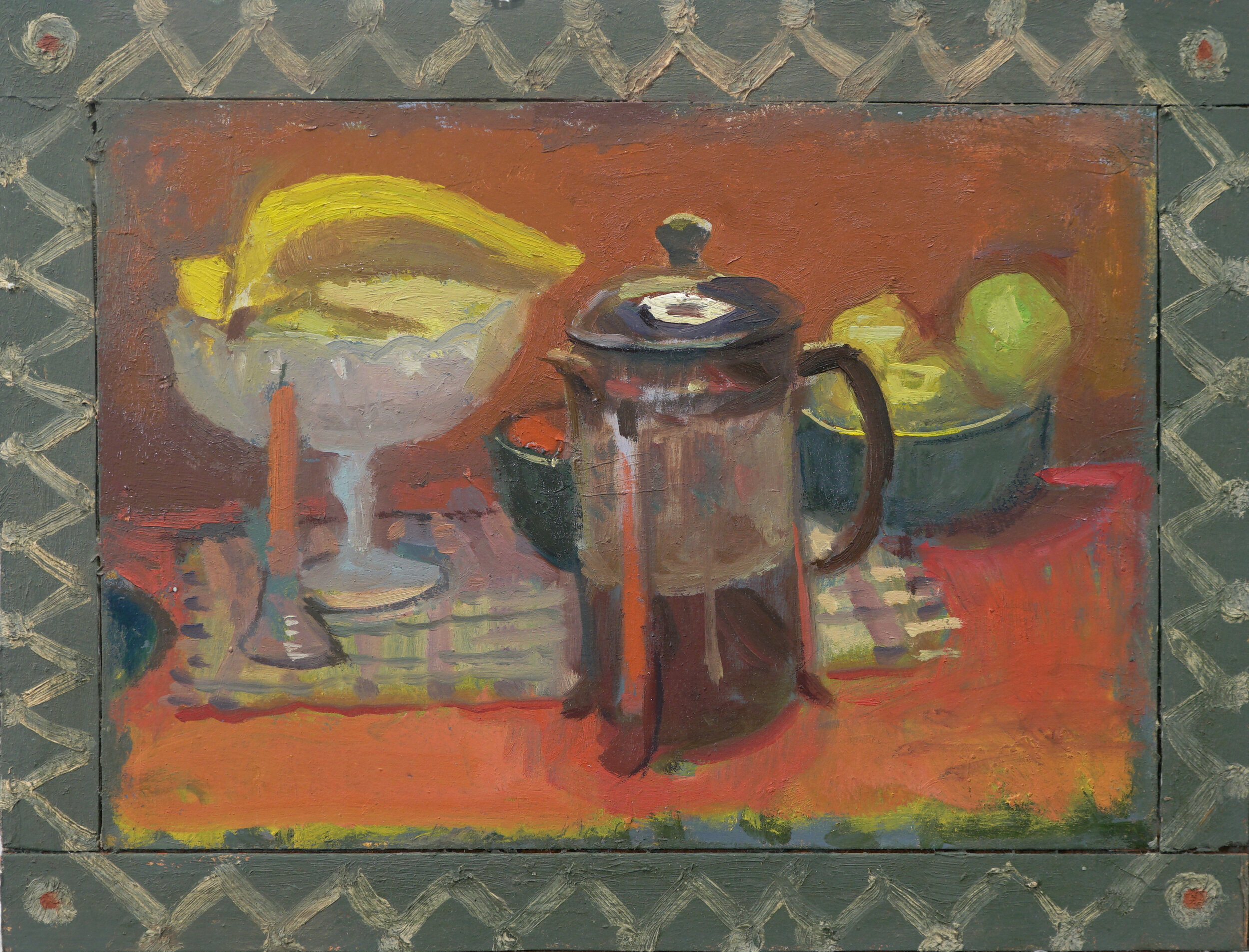 French Press, Oil on Museum-Board, 2019