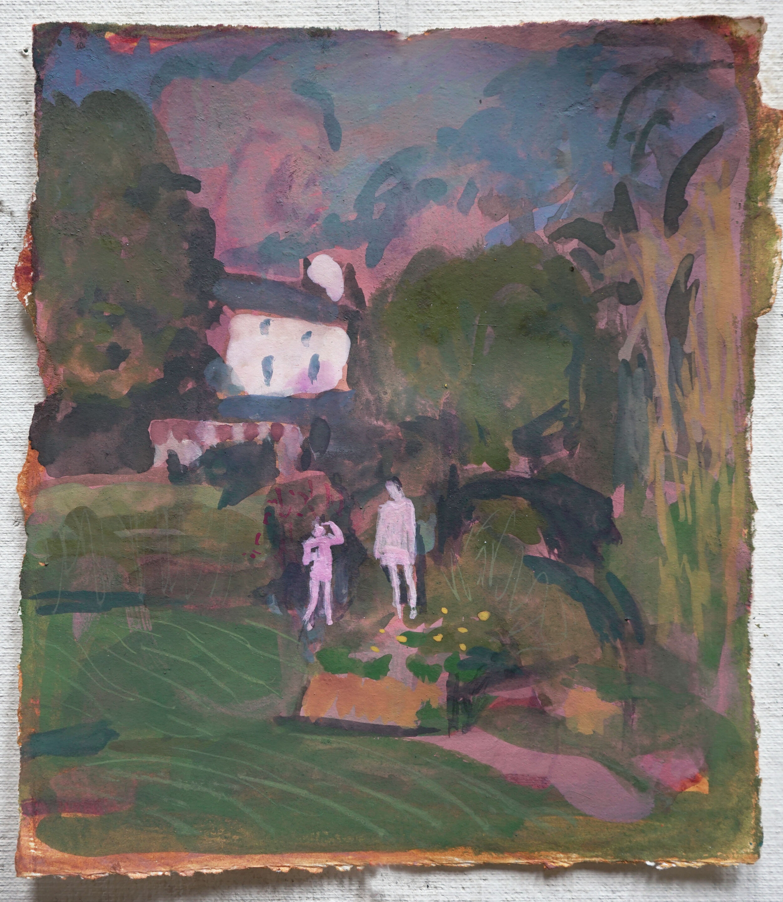 Garden Buddies, 8.25" x 7.25", Gouache and Ink on Paper, 2020
