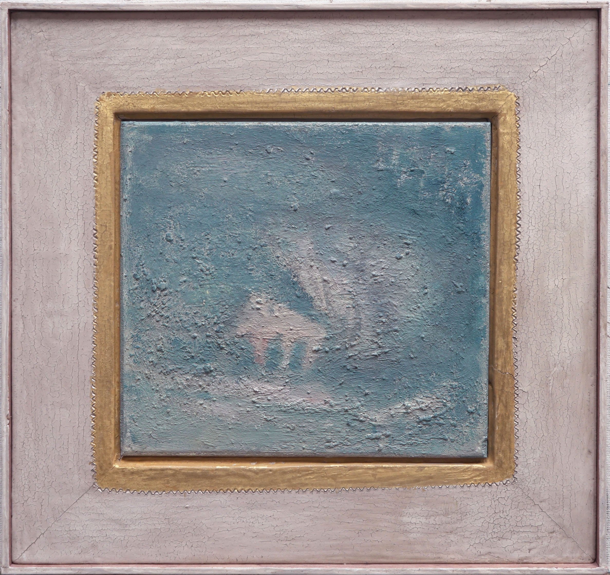 Cave. 9.5" x 10", oil on board, artist's gesso frame, 2024