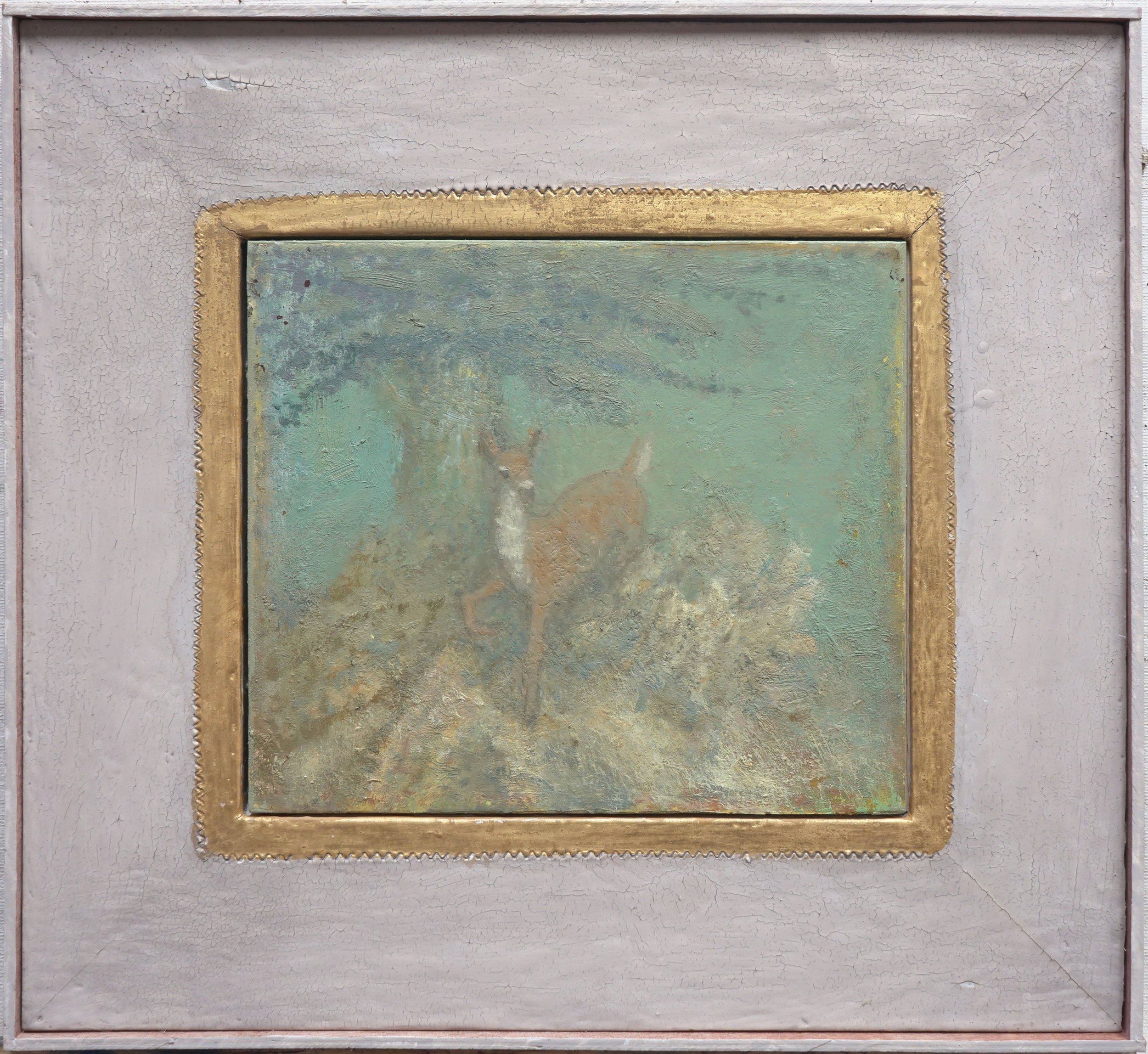 A Heightened Sense of Danger. 17.5" x 18.5", oil on board, artist's gesso frame, 2024
