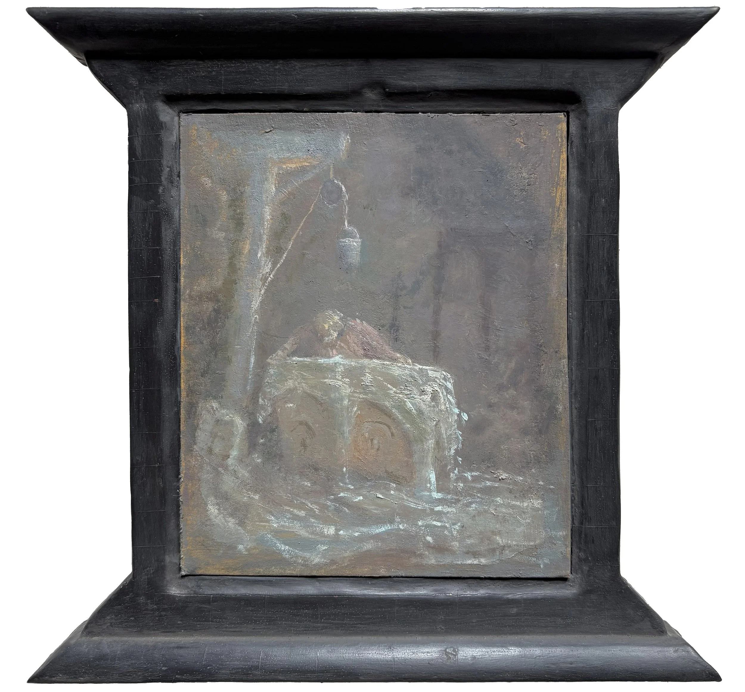 The Well Overflows. 7” x 6”, oil on museum-board with artist’s hourglass gesso frame, 2025
