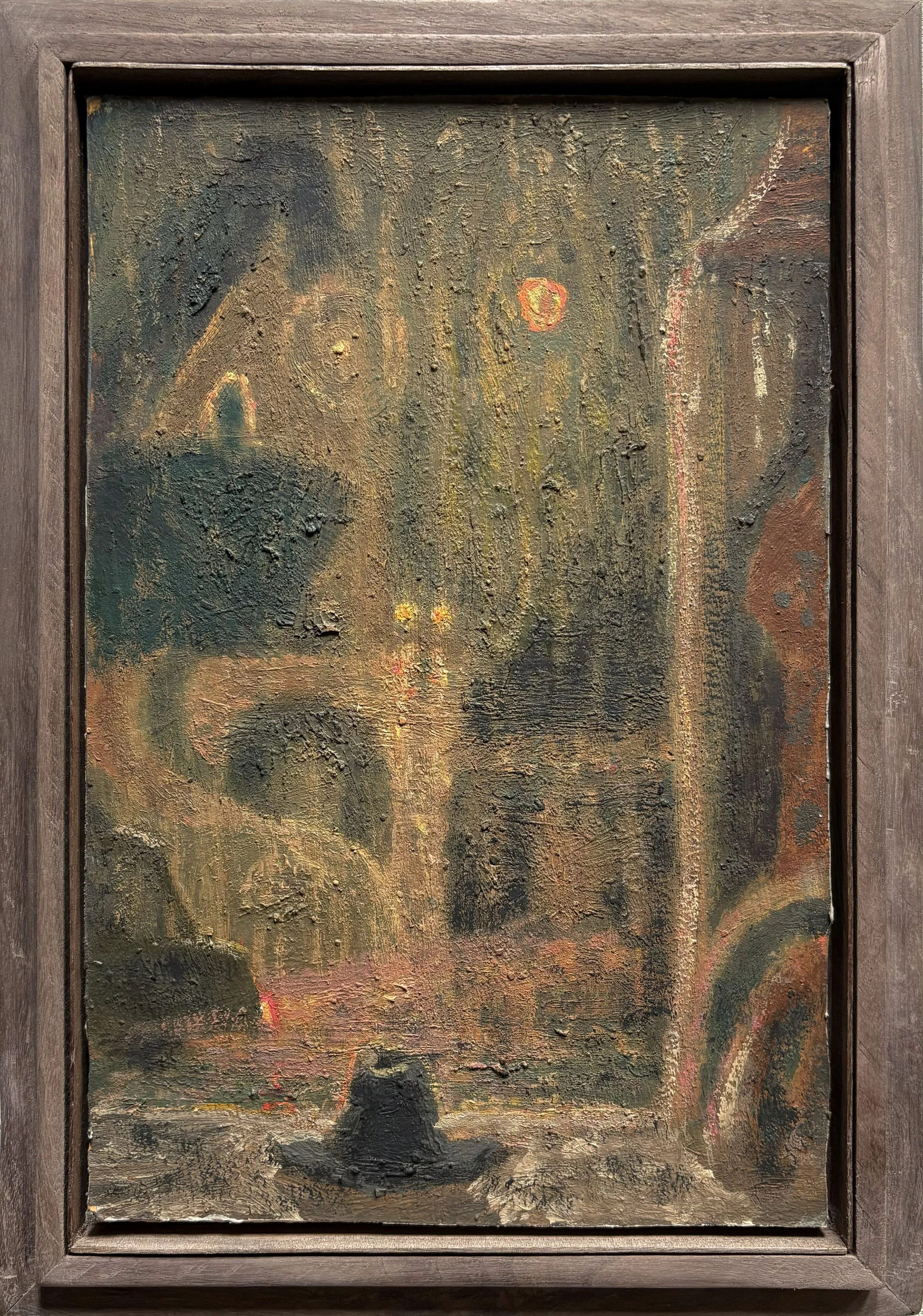 Kafka's Hat, oil on museum board, 2024