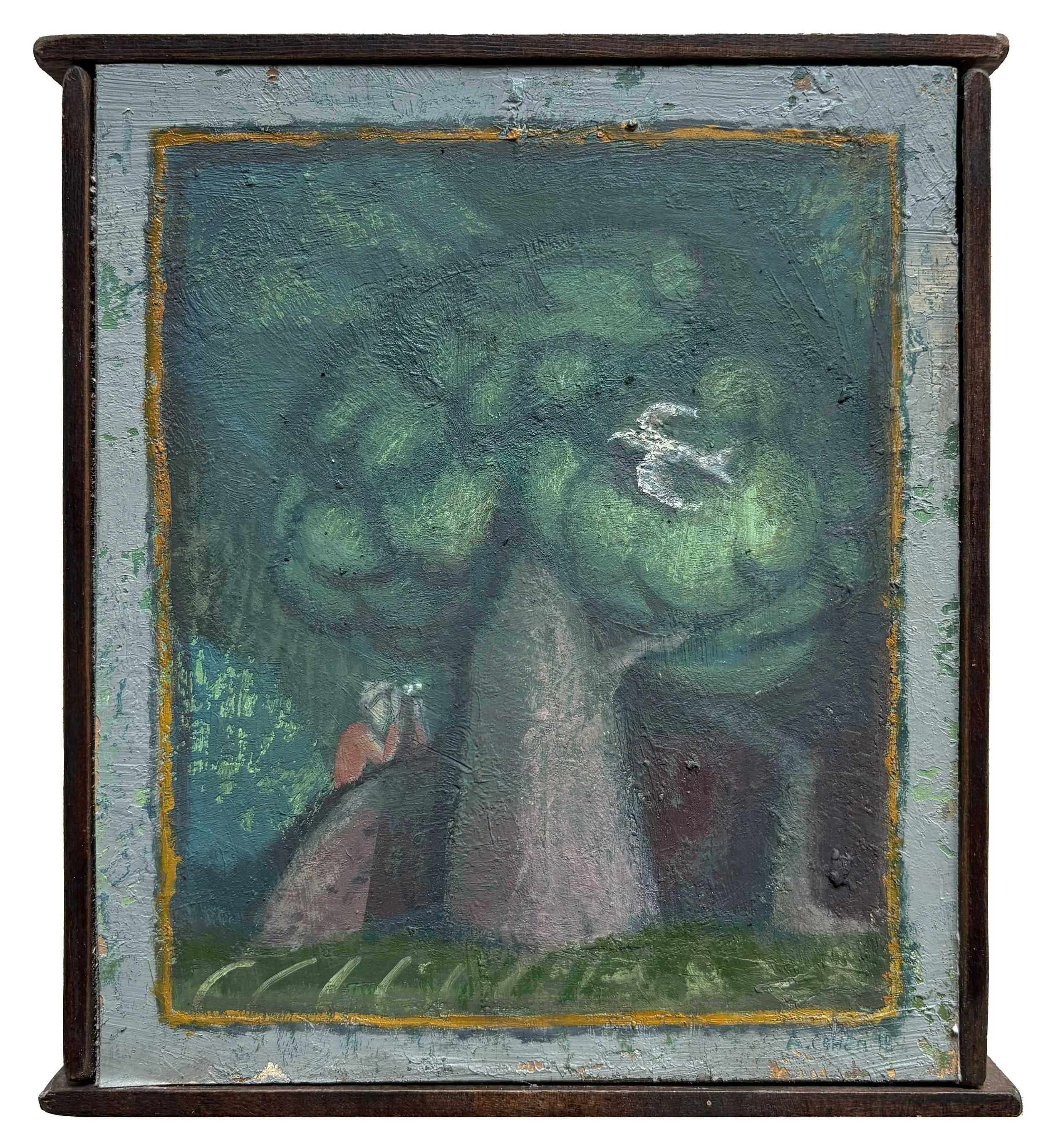 Bird Tree, 8" x 6" oil on museum-board, 2020
