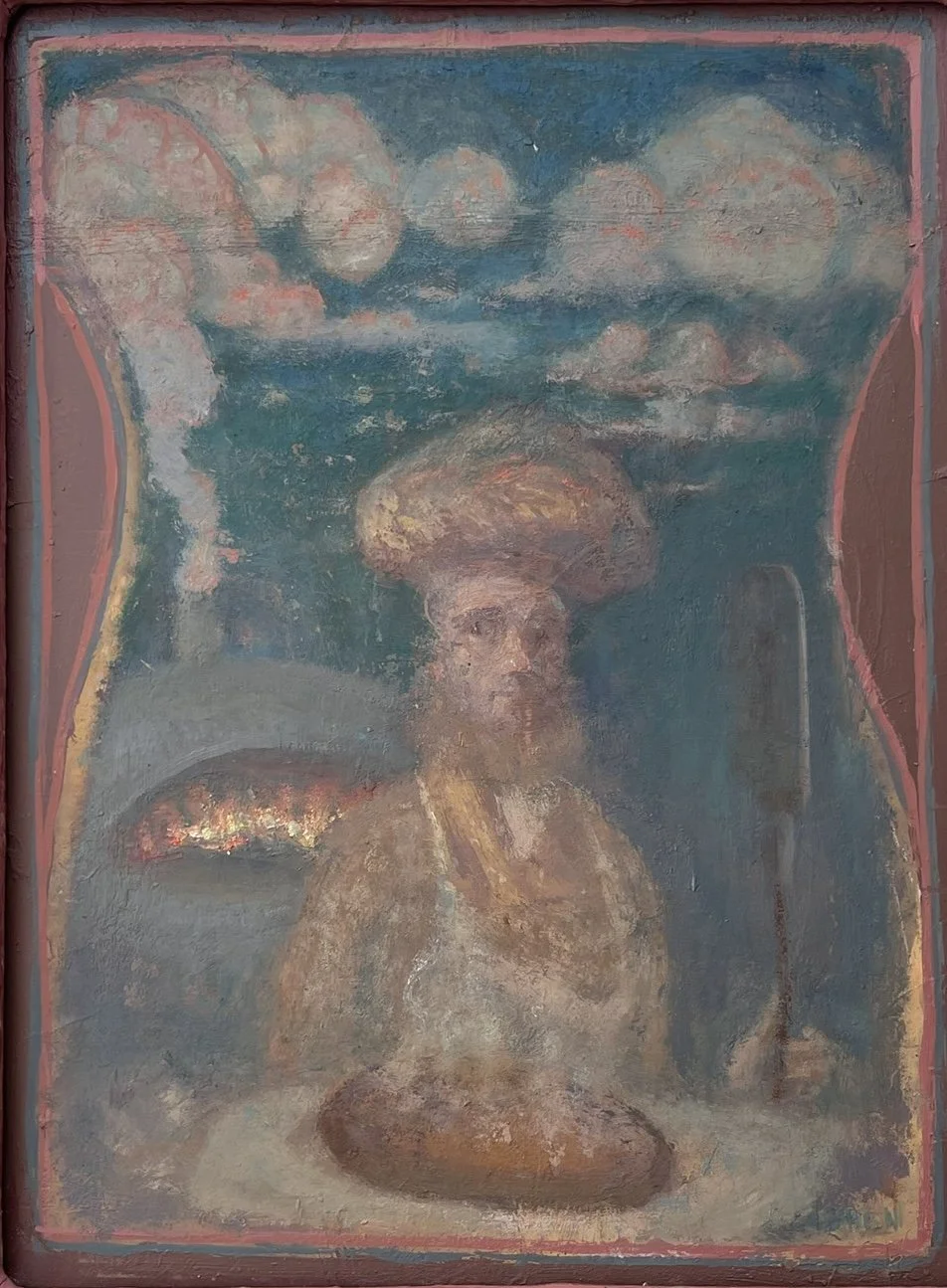 Bread Baker. 11.75 x 9, oil on board, 2023.