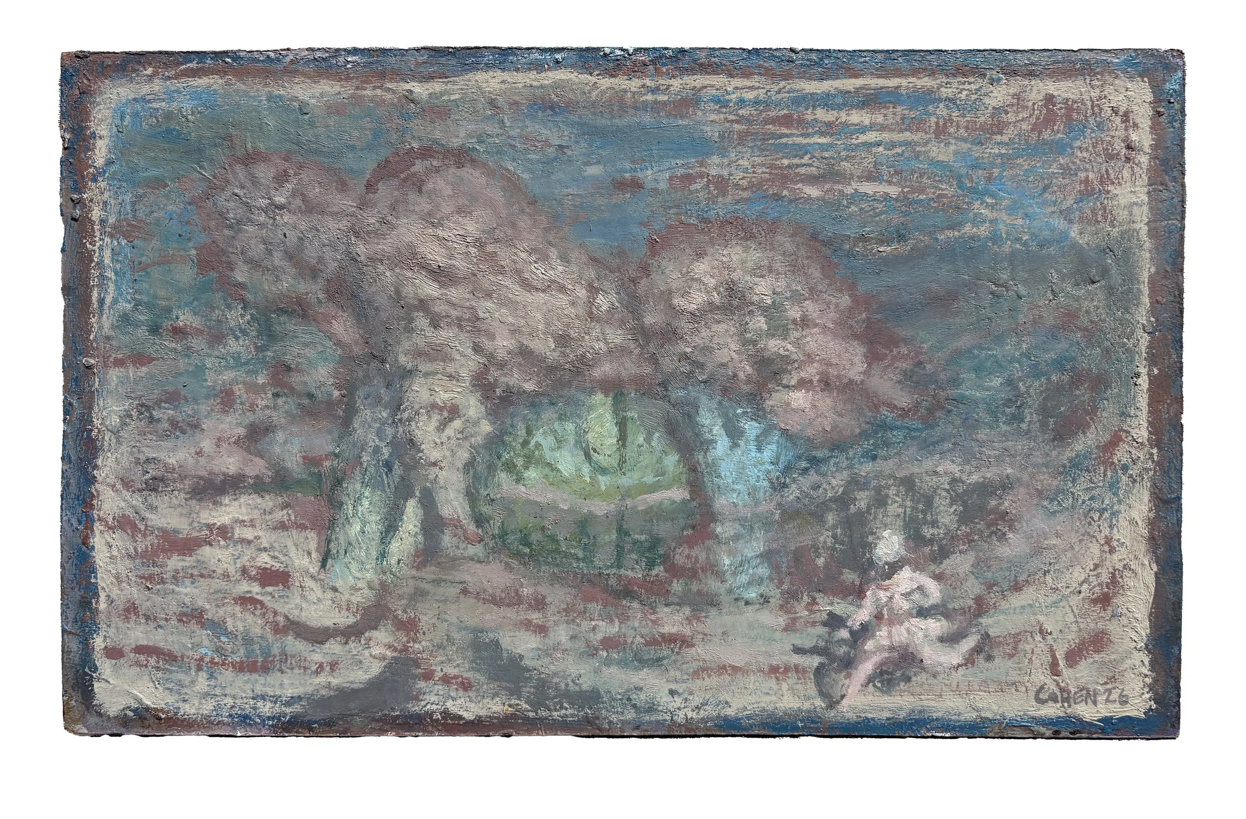 Around the Pond, 9" x 14.25", oil on board, 2026