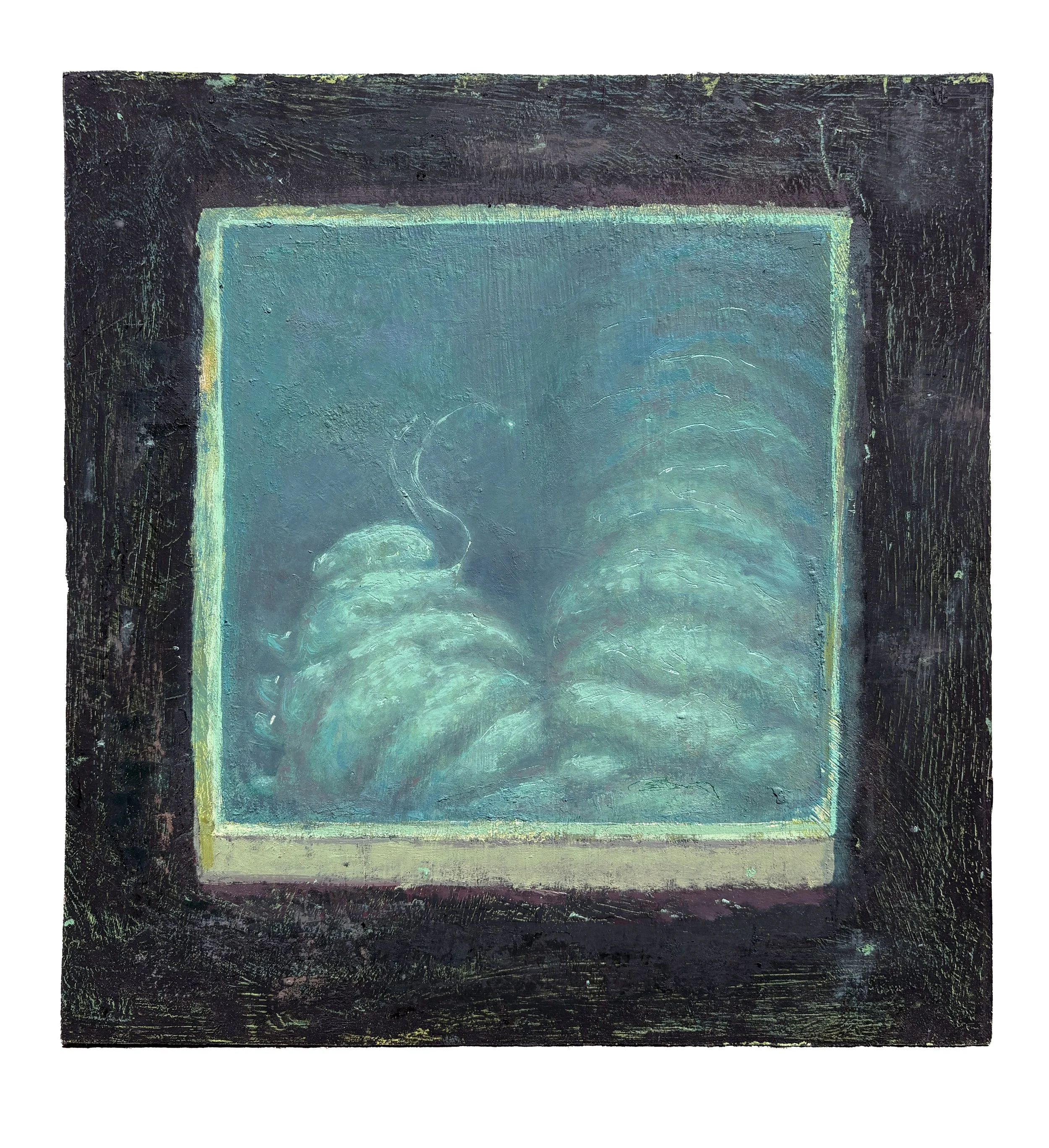 Chrysalis, oil on board, 13" x 12.25", 2026