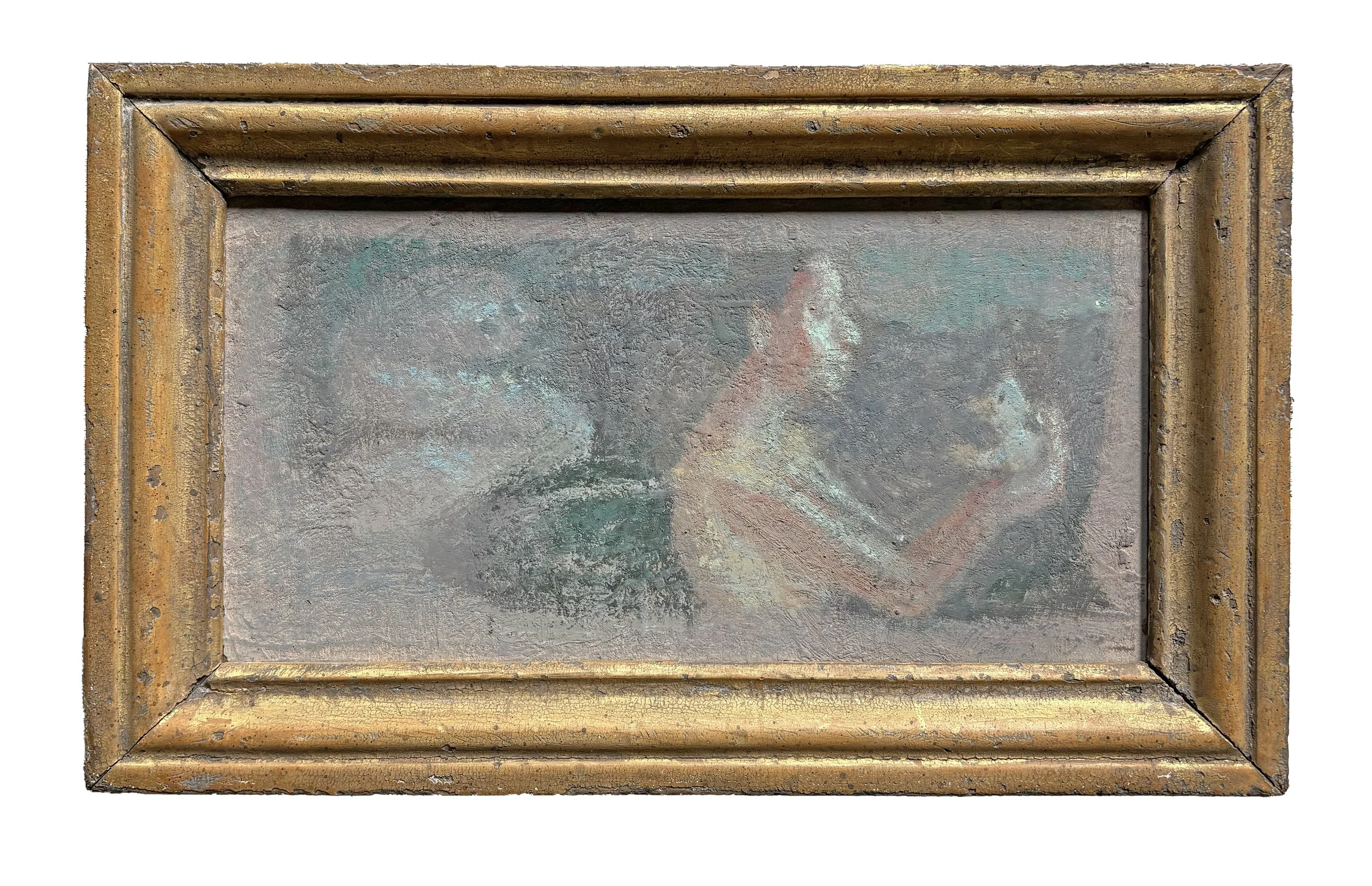 Duckling, oil on board, artist's gold frame, 6" x 12.25", 2026