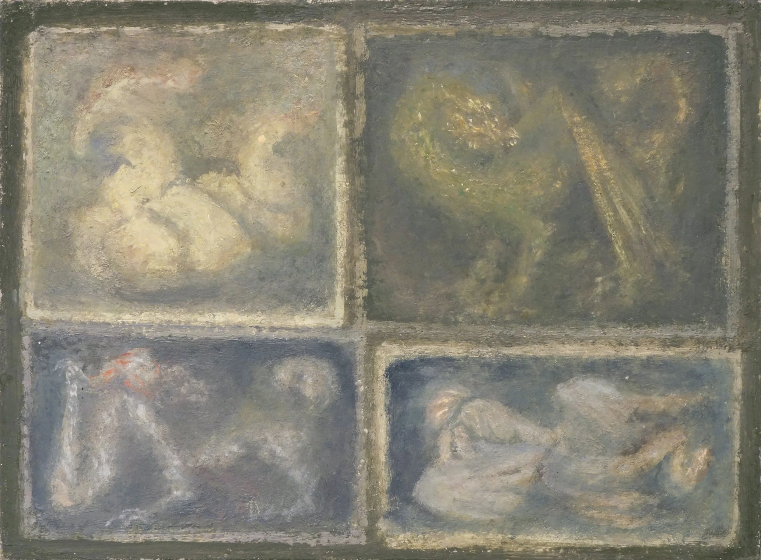 Four Failed Dragons, 7.25" x 10" oil on tile, 2024