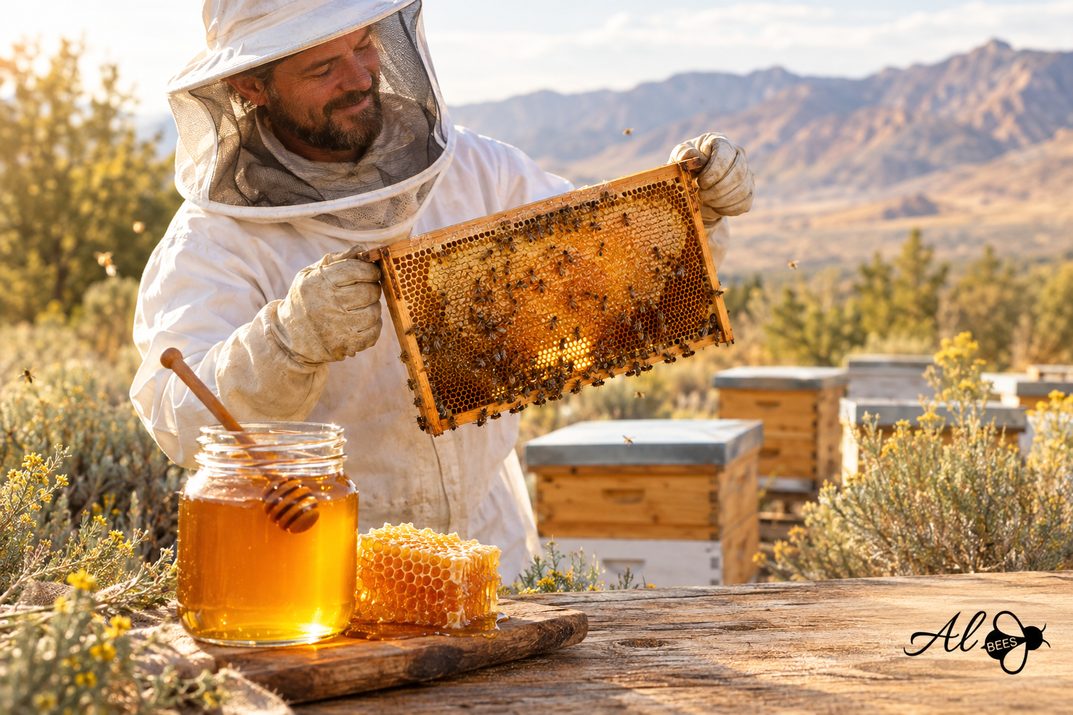 Beekeeper extracting Raw Honey Directly