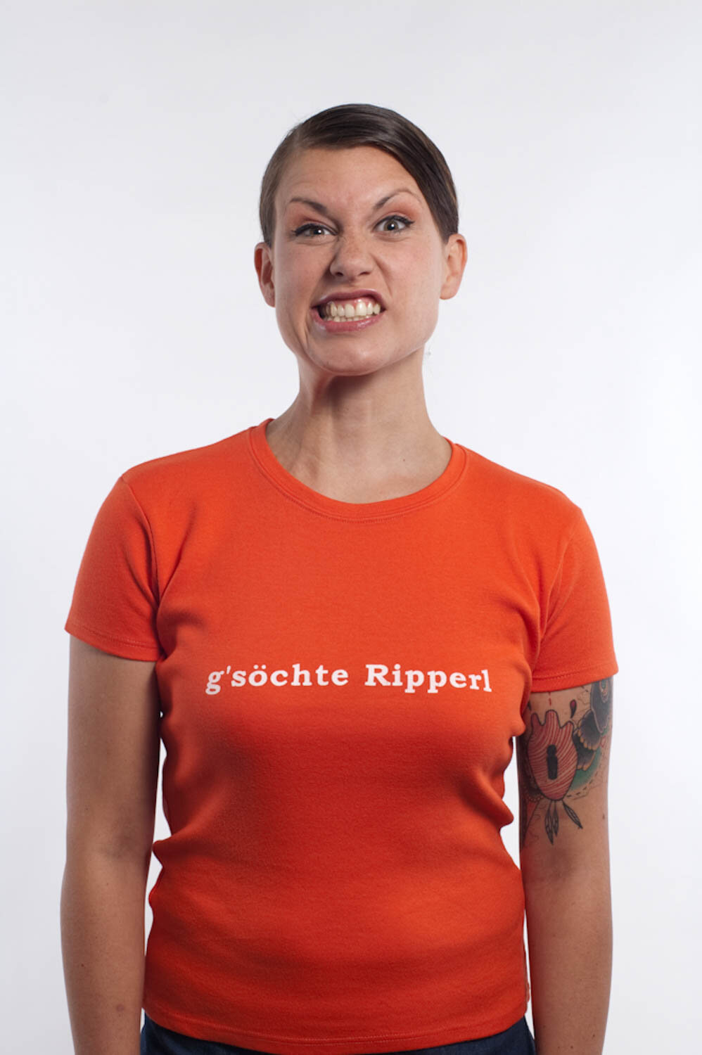T-Shirt Damen, G'söchte Ripperl, siebdruck