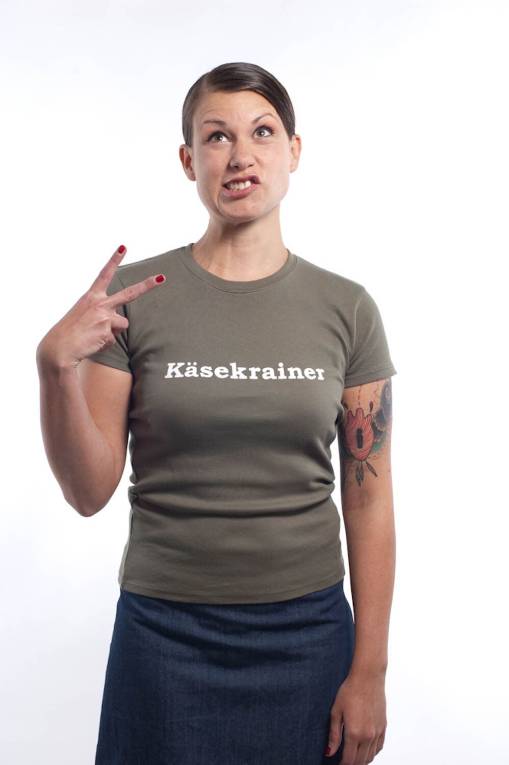 T-Shirt Damen, Käsekrainer, siebdruck