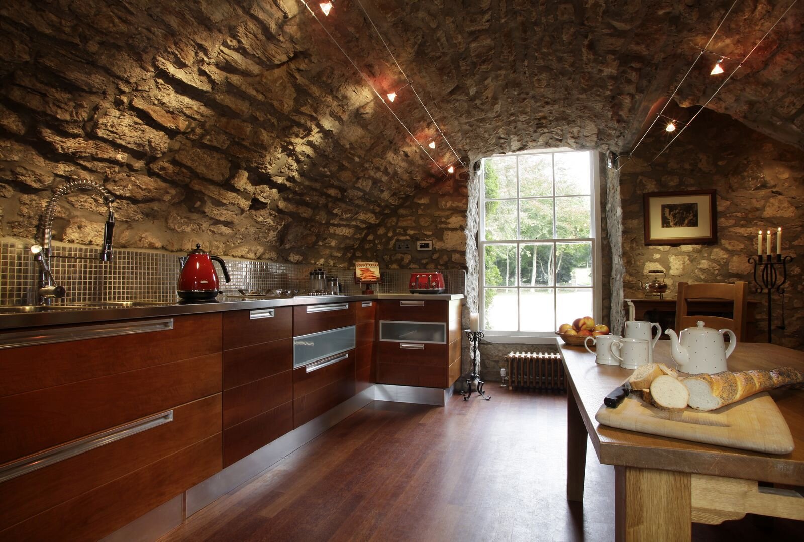  Contemporary alterations were made in areas such as the stone-vaulted former store. 
