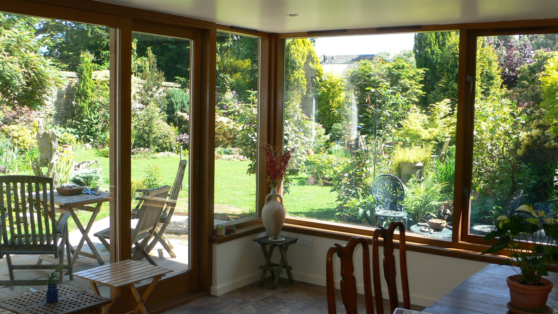  The interior captures wonderful views of the established garden. 