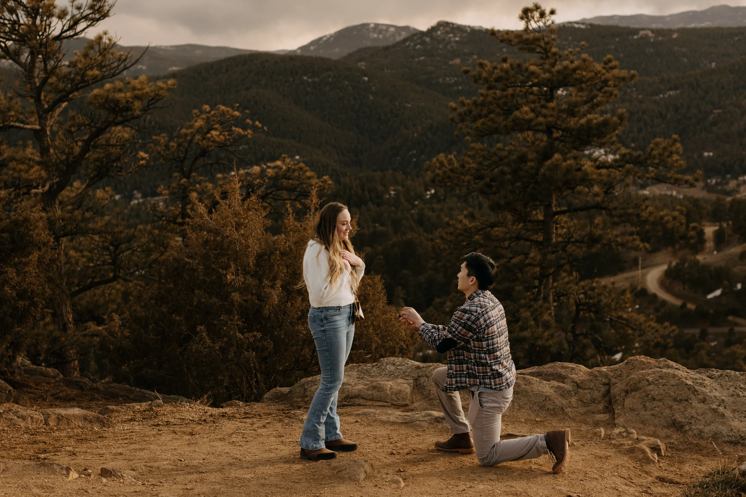 Surprise Proposal Photos at Mount Falcon West in Indian Hills, Colorado | Josh and Alex