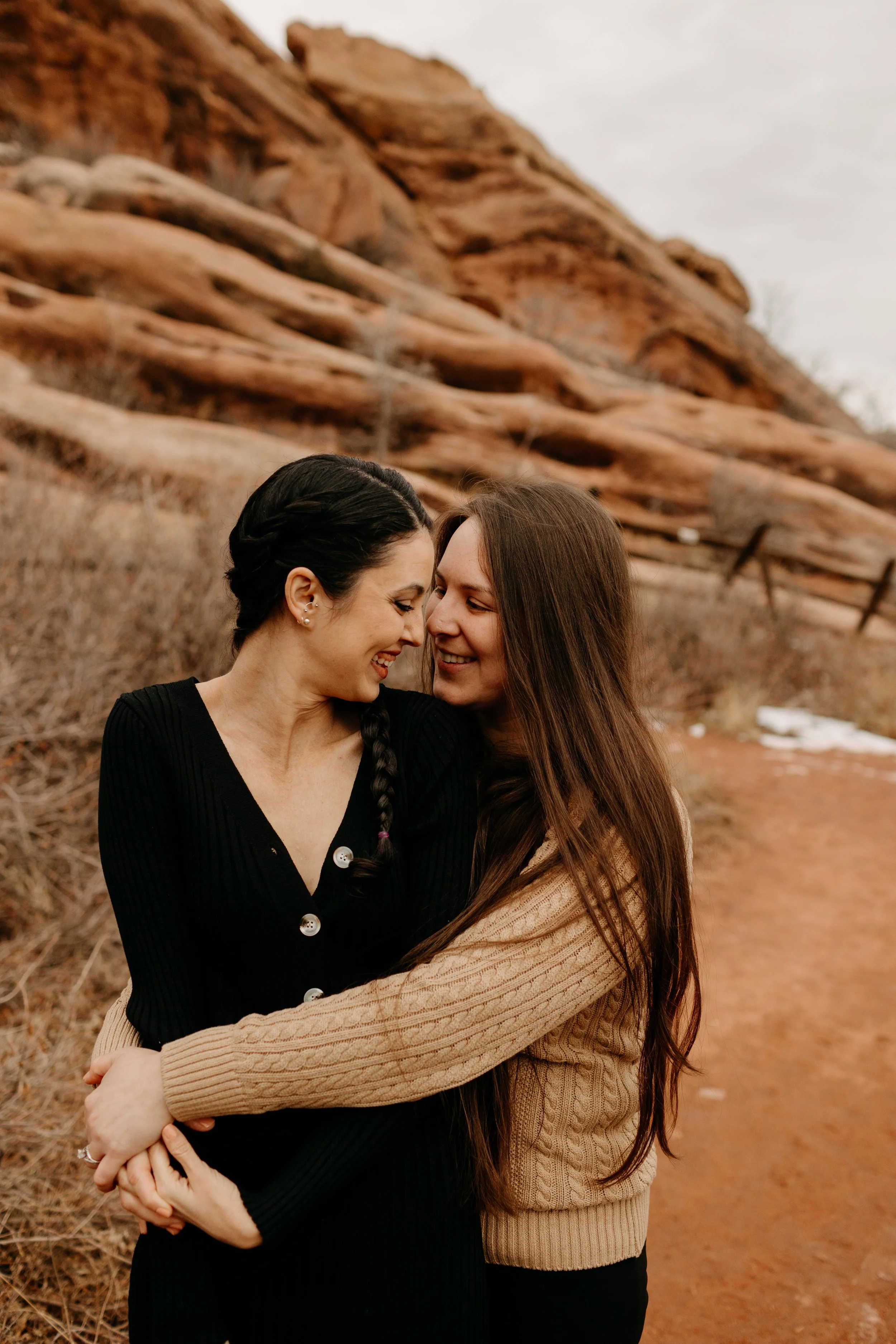 Winter LGBTQ Couples Session at Red Rocks Trading Post Trail in Morrison, Colorado | Carl and Andrea 