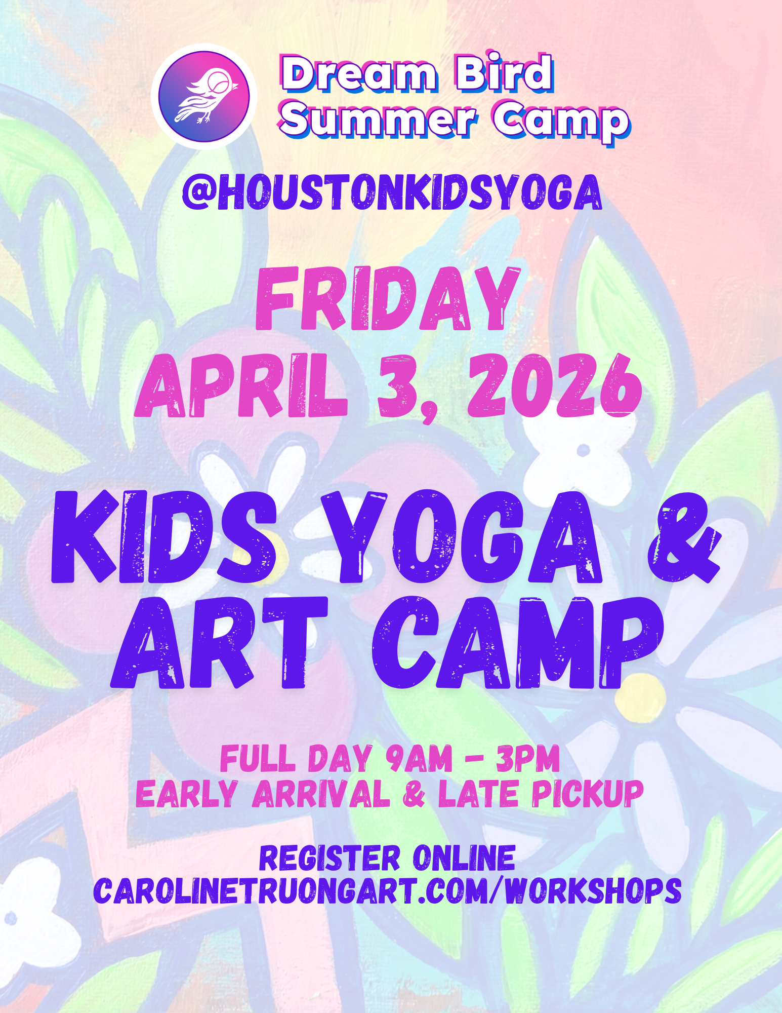 April 3 - Yoga Art Camp - School Break Camp - Dream Bird Art Camps