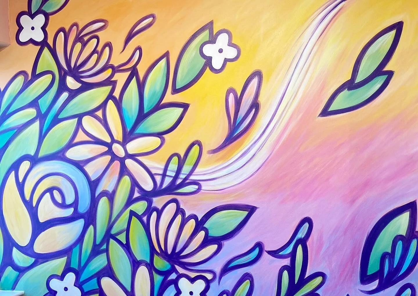 Colorful flower mural - Artist Caroline Truong - Houston Texas