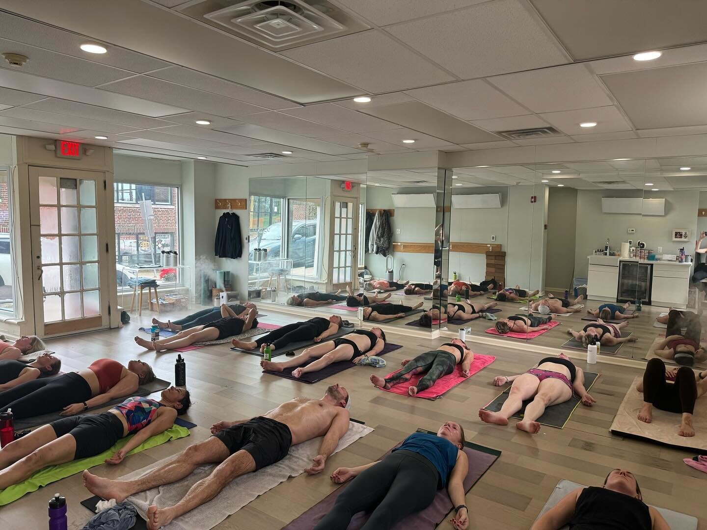 who doesn&rsquo;t love a sweaty savasana? amazing classes led by the beloved @catlong915 this morning.