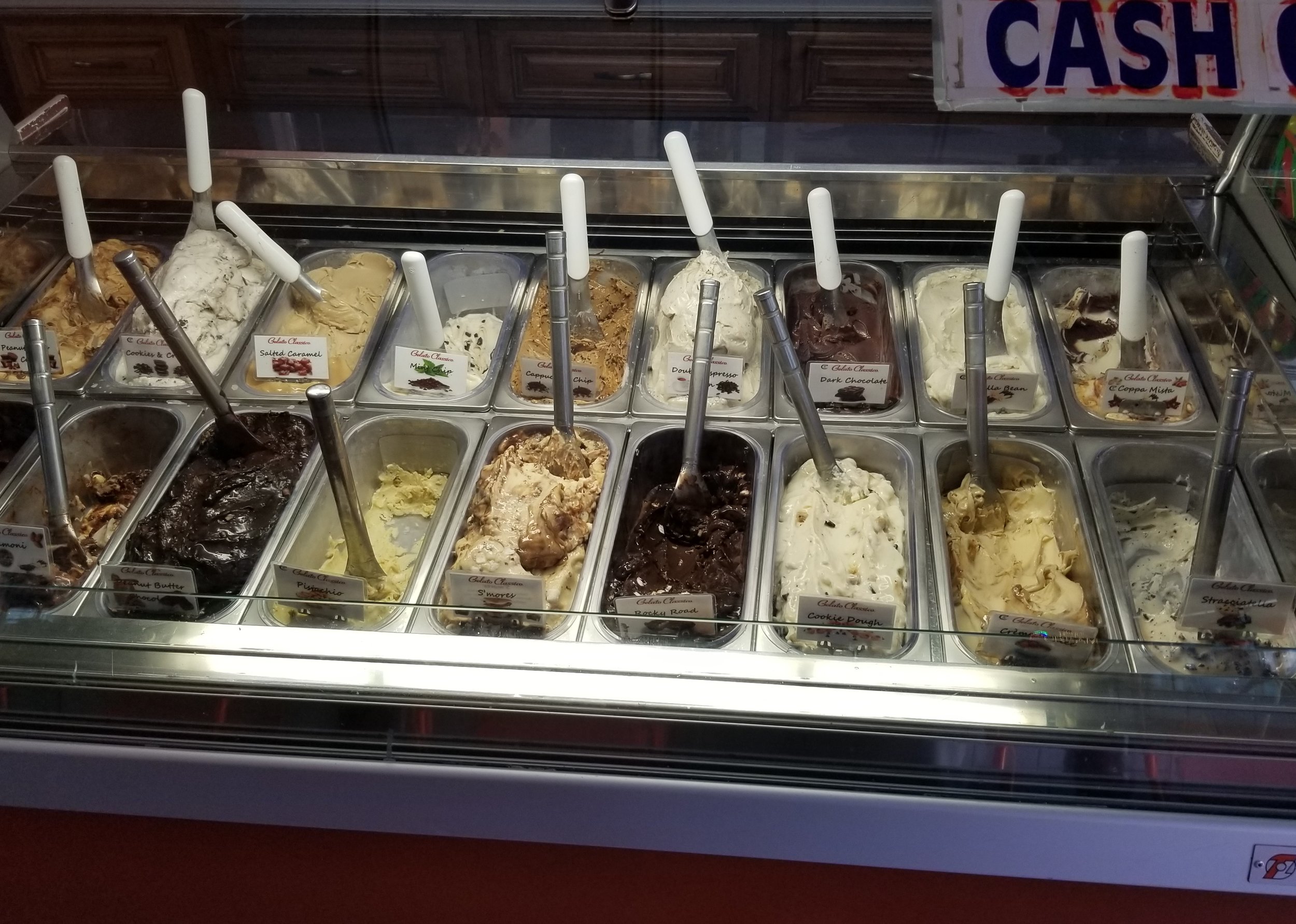 Gelato in an ice cream shop