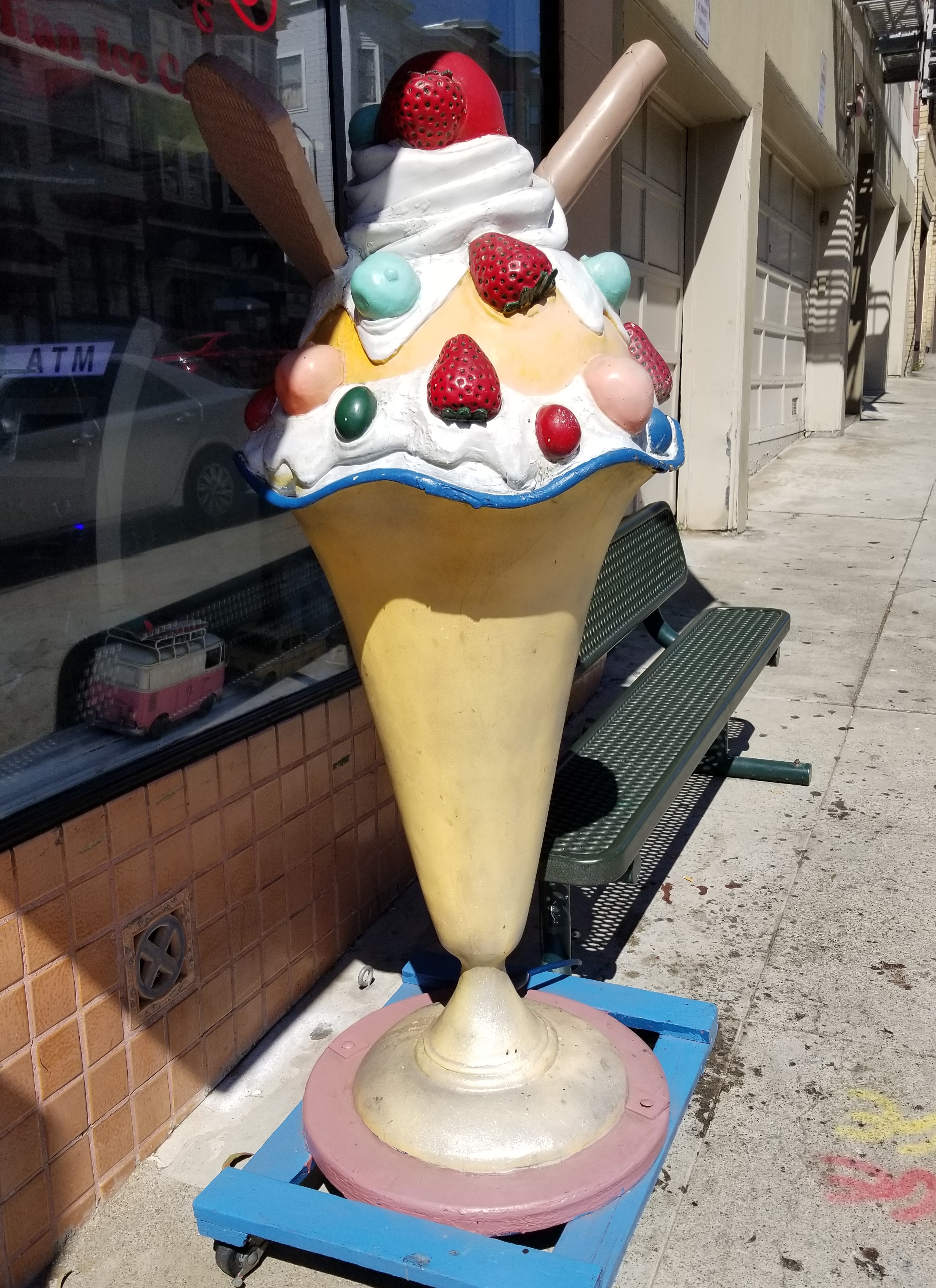 A large plastic ice cream cone.