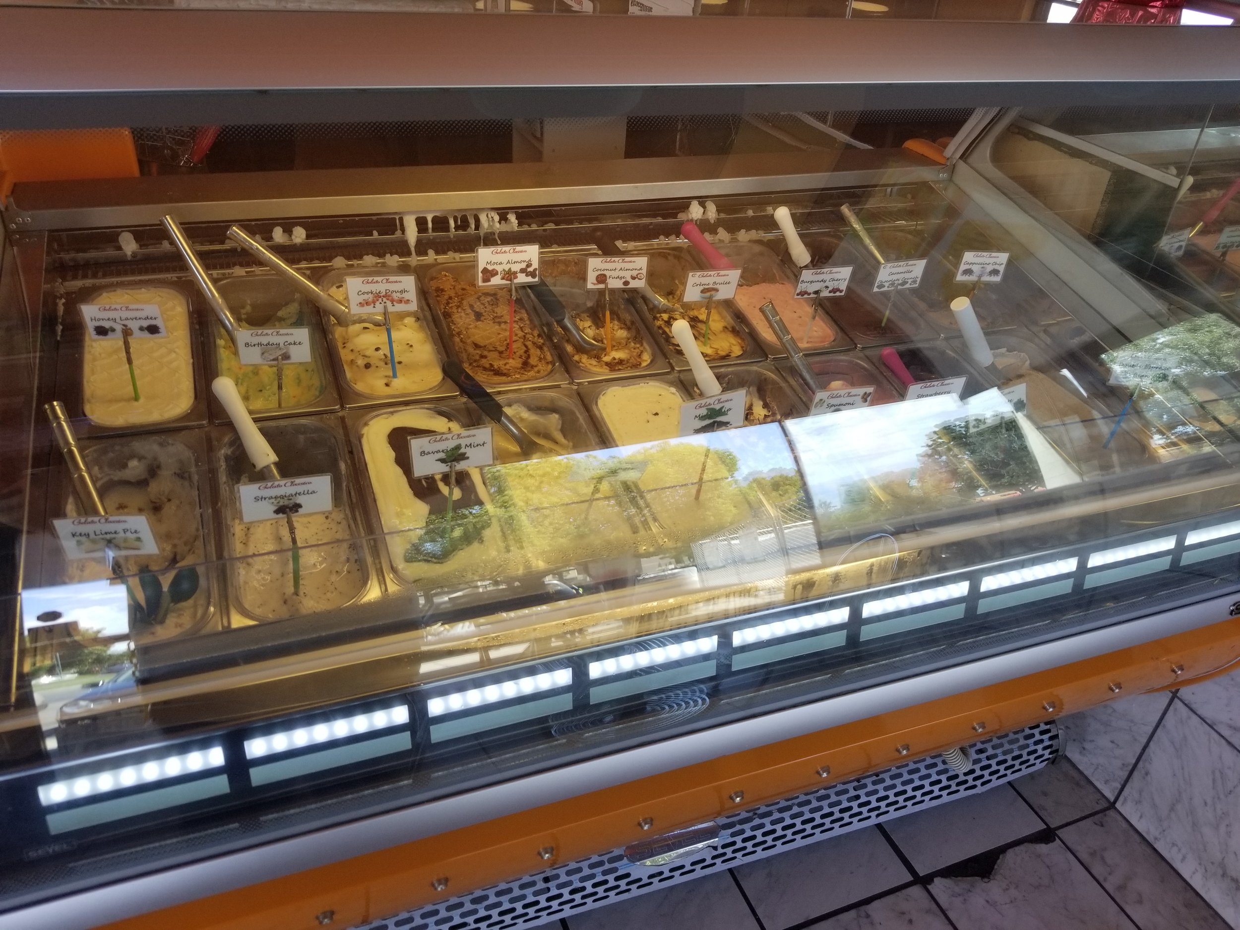 A freezer case filled with frozen delights.