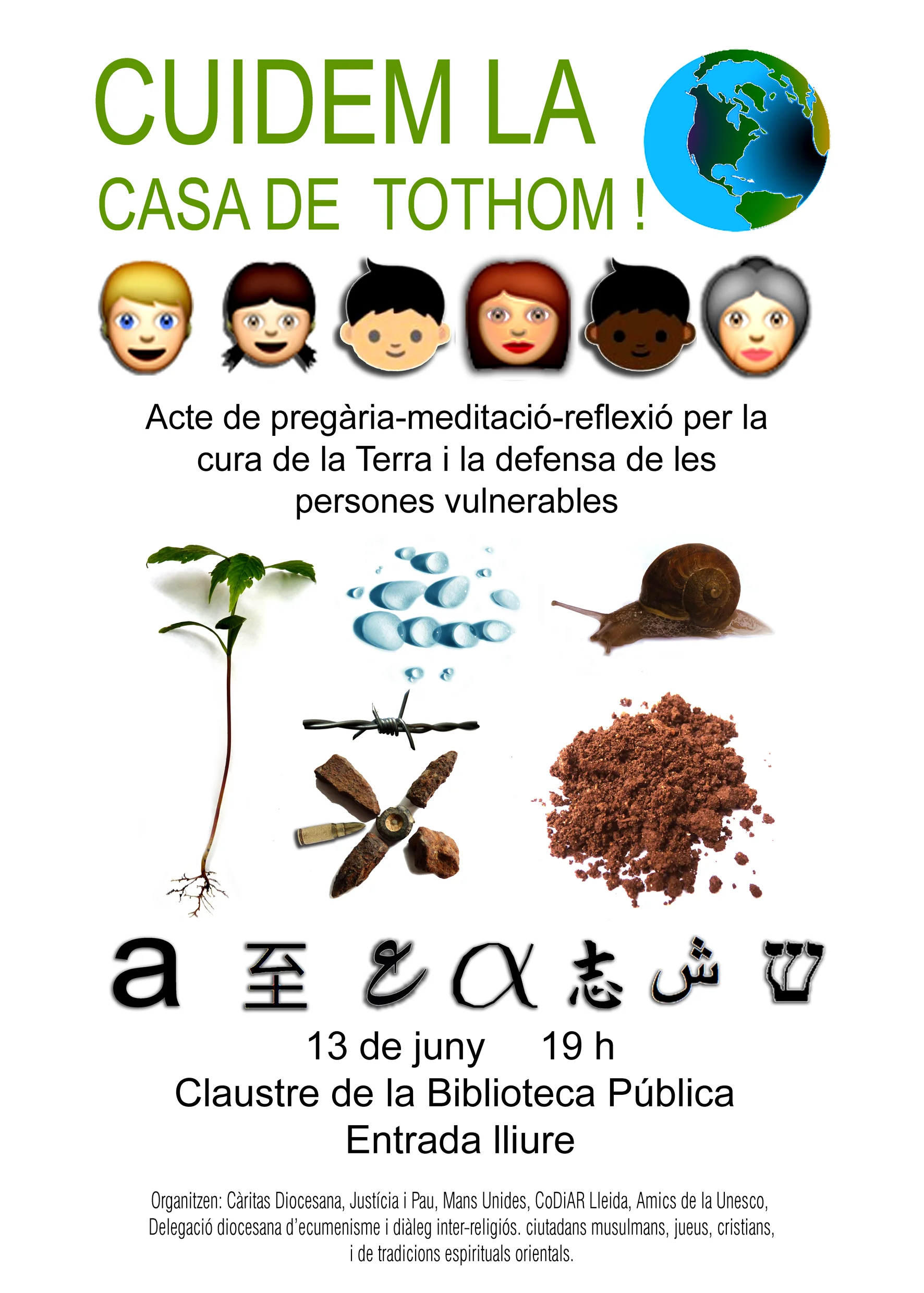 ACTE DE PREGÀRIA-MEDITACIÓ-REFLEXIÓ PER LA CURA DE LA TERRA I DE LES PERSONES VULNERABLES