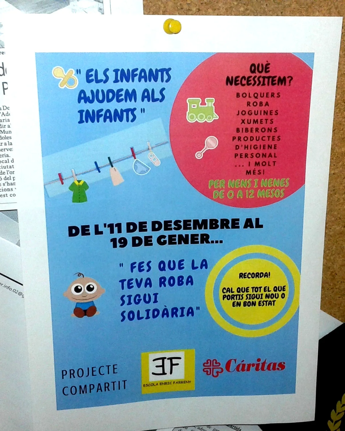 CAMPANYA DE RECOLLIDA DE ROBA DE BEBÈ A L'ESCOLA ENRIC FARRENY