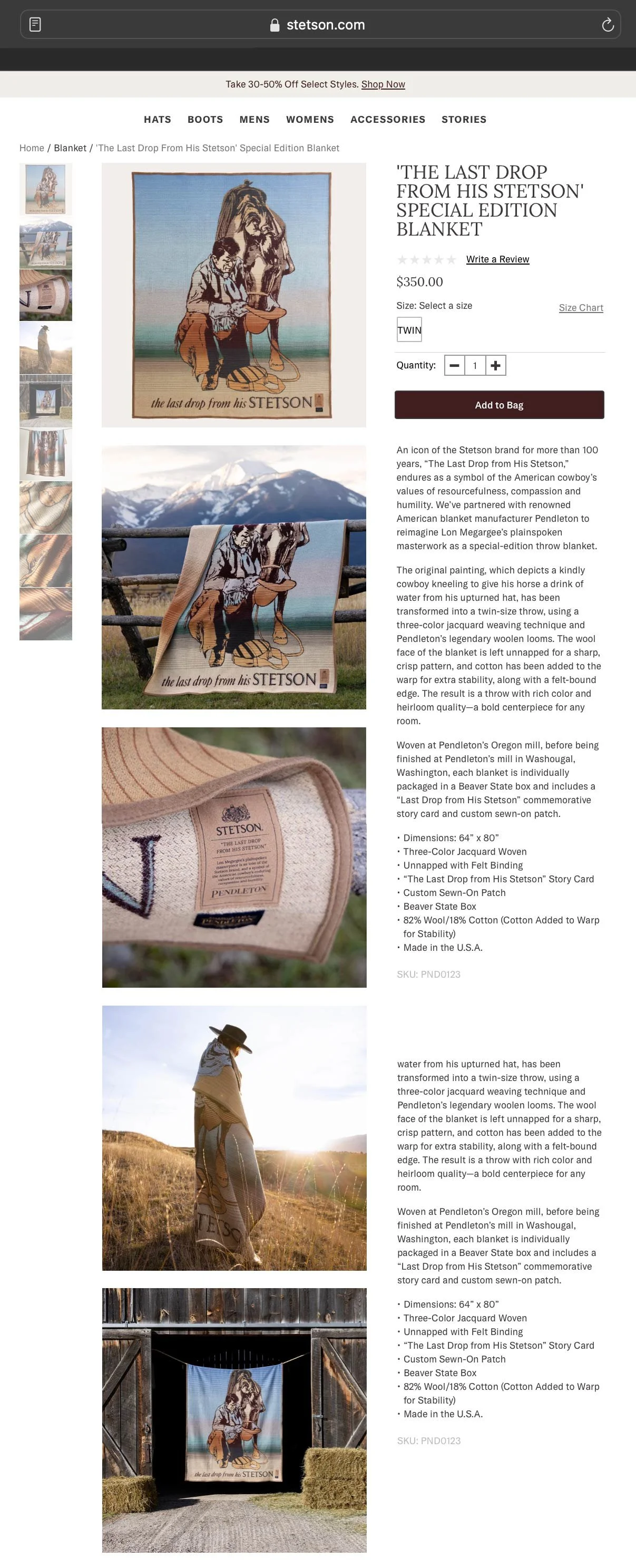  STETSON USA &amp; EUROPE LIMITED EDITION BLANKET ART DIRECTION &amp; RETOUCHING 